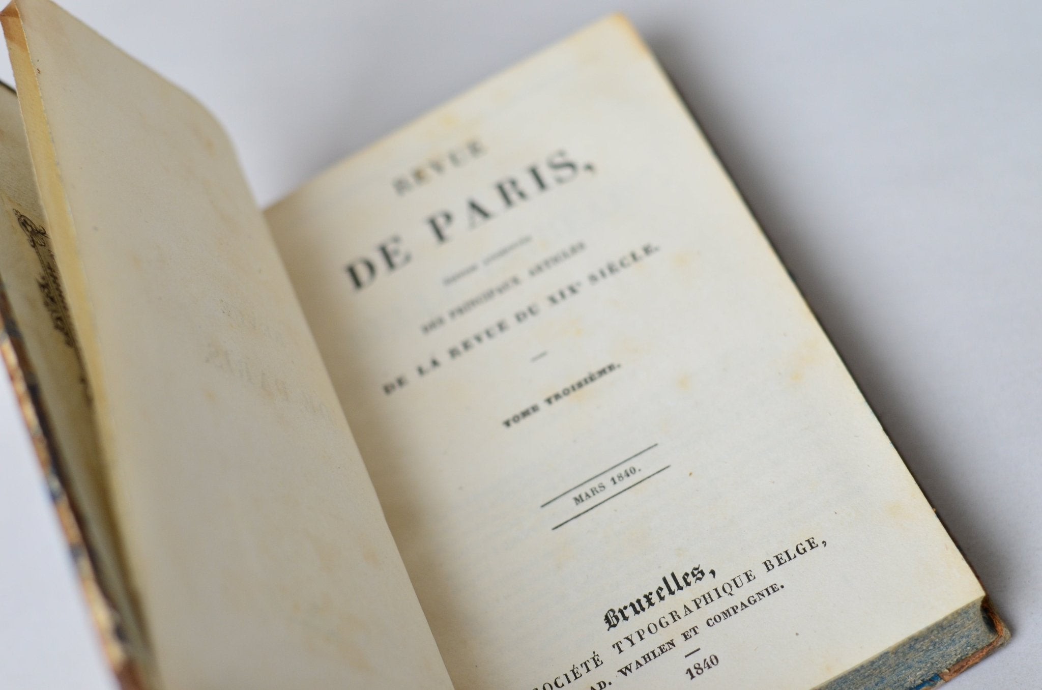 Antique Leather Bound Book Decor - Brown, Revue de Paris, 1834 - 1843 - Brookfield Books