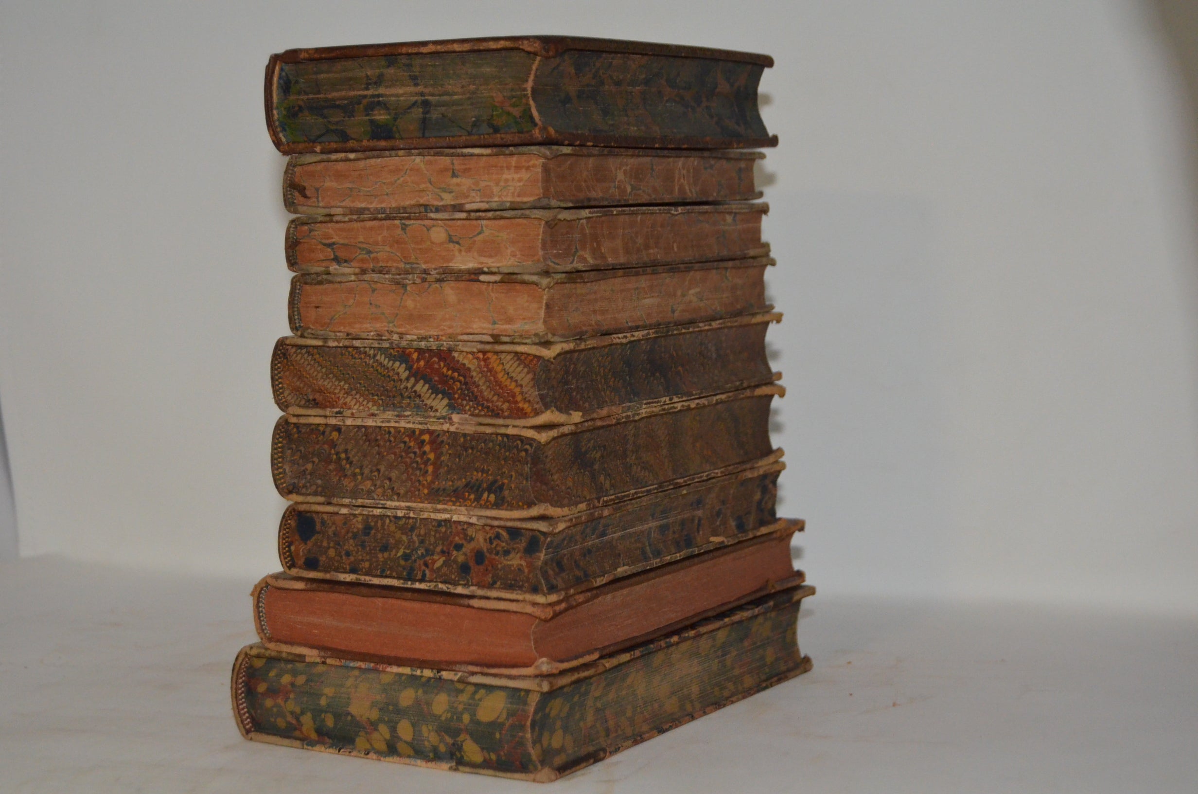 Antique Leather Bound Book Décor – 9” Shades of Brown, Maroon & Gold