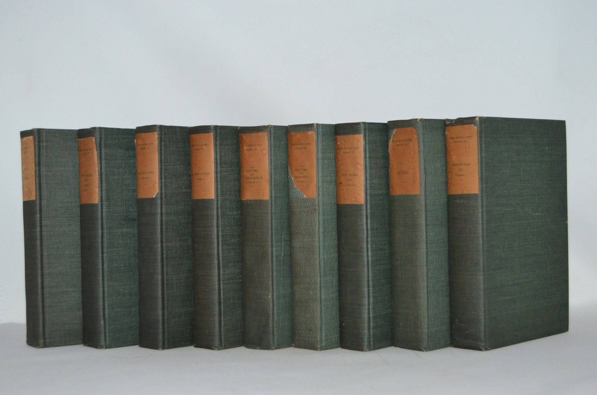 Antique Cloth Bound Book Décor – 1 Foot Forest Green & Brown – Charles Kingsley - Brookfield Books