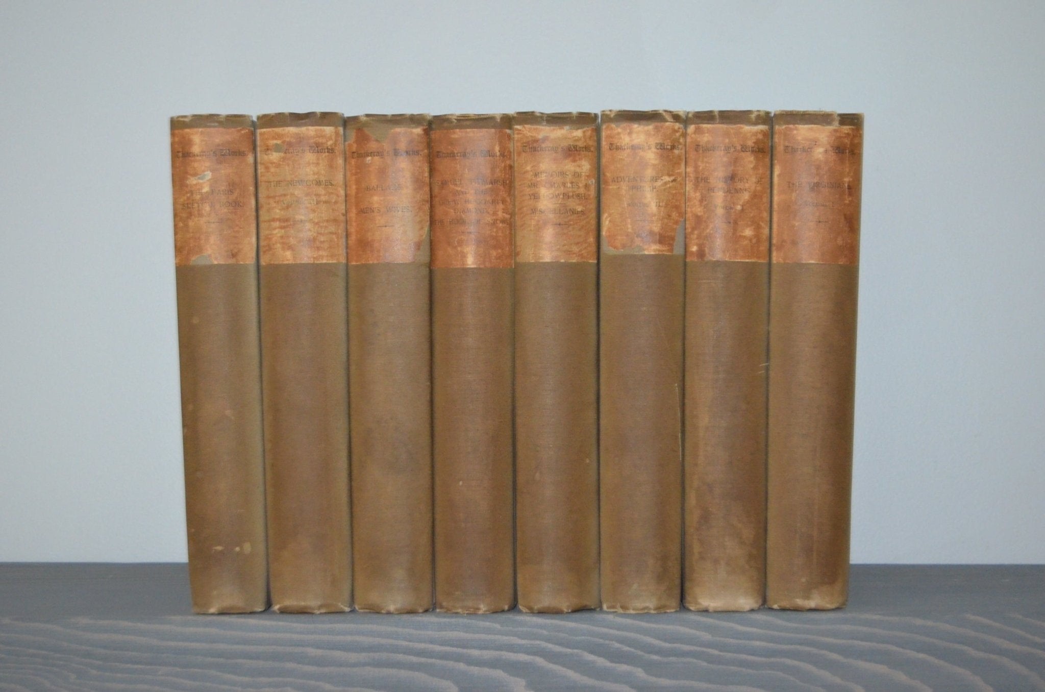 Antique Cloth Bound Book Décor – 1 Foot Greenish Brown – William Thackeray - Brookfield Books