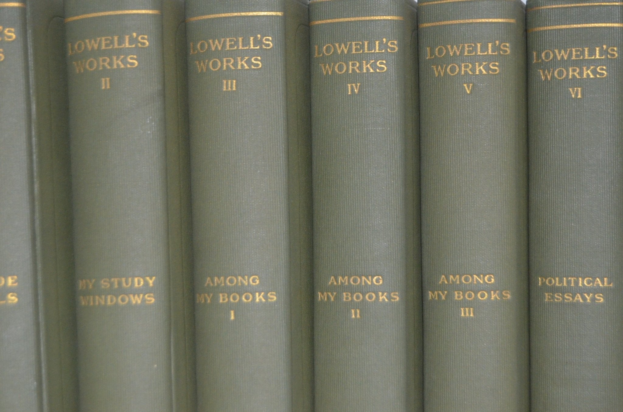Antique Cloth Bound Book Décor – 15” Green & Gold – James Russell Lowell - Brookfield Books
