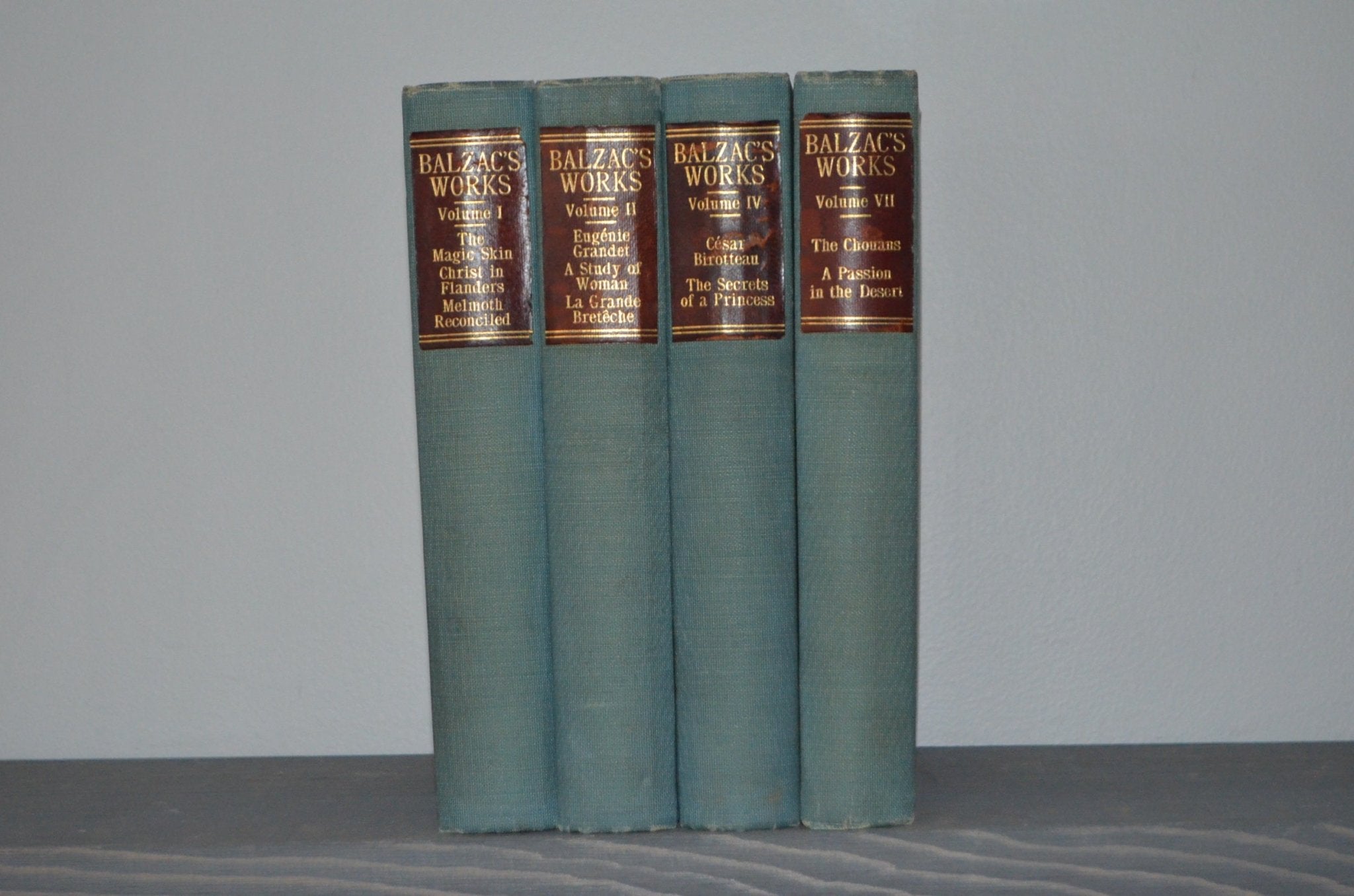 Antique Cloth Bound Book Décor – 5” Teal & Maroon – Honore de Balzac - Brookfield Books