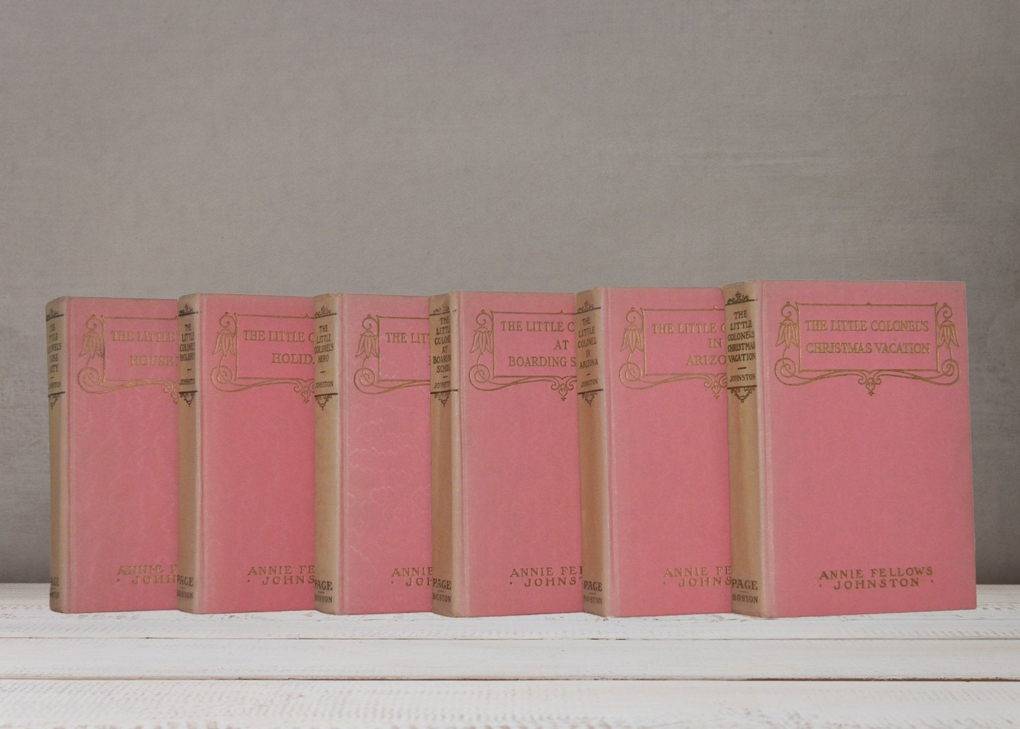Antique Cloth Bound Book Décor – The Little Colonel Series by Annie Fellows Johnson – Pink & Beige - Brookfield Books