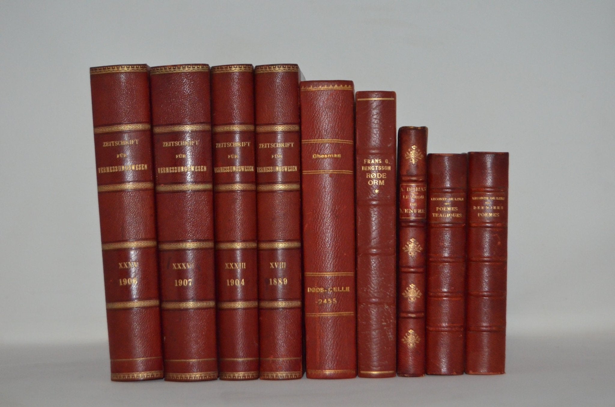 Antique Leather Bound Book Décor – 1 Foot Light Maroon & Gold - Brookfield Books