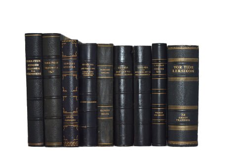 Antique Leather Bound Book Décor – 1 Foot Navy Blue & Gold – Foreign Language - Brookfield Books