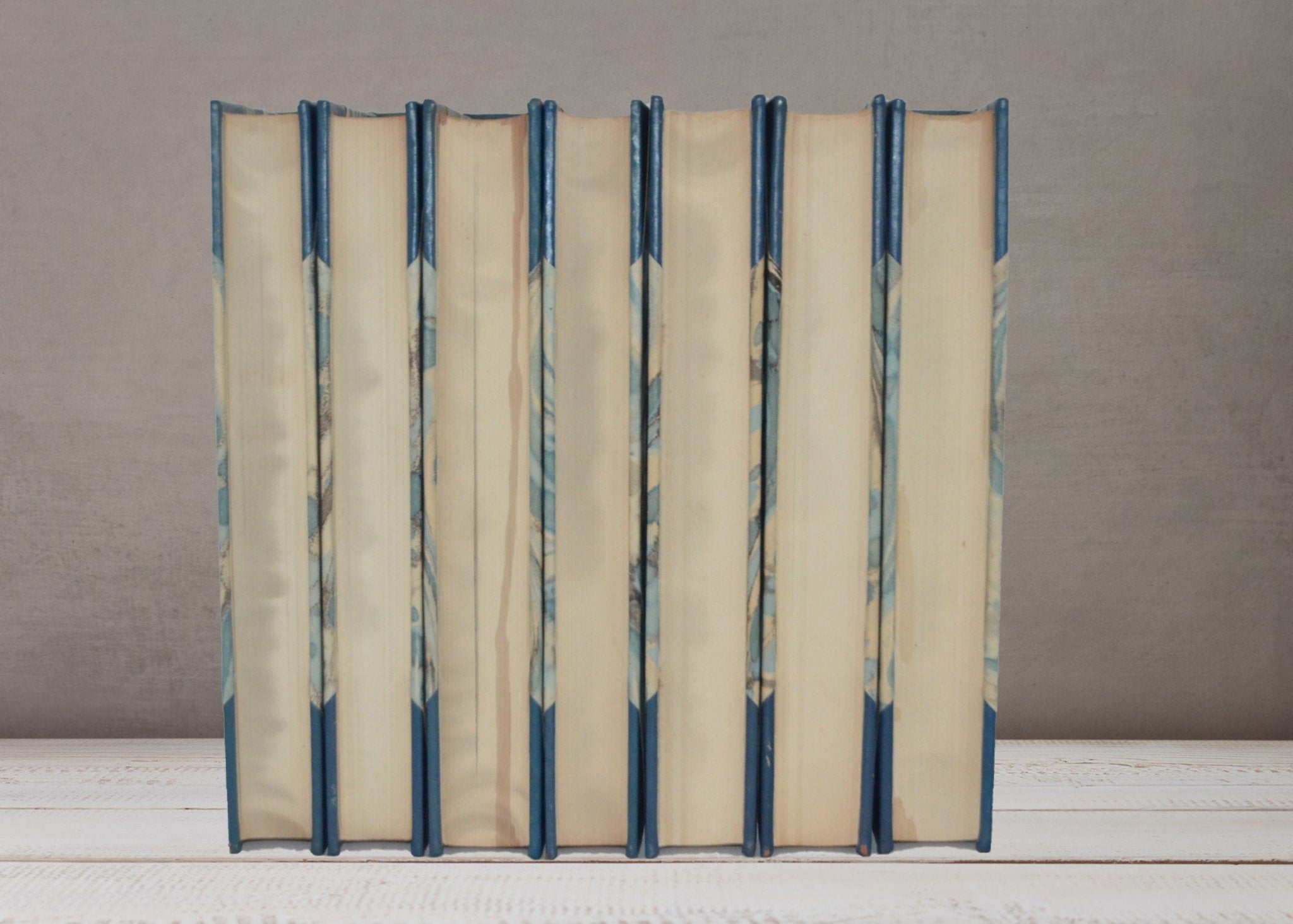 Antique Leather Bound Book Décor – 10” Teal Blue Color - Brookfield Books