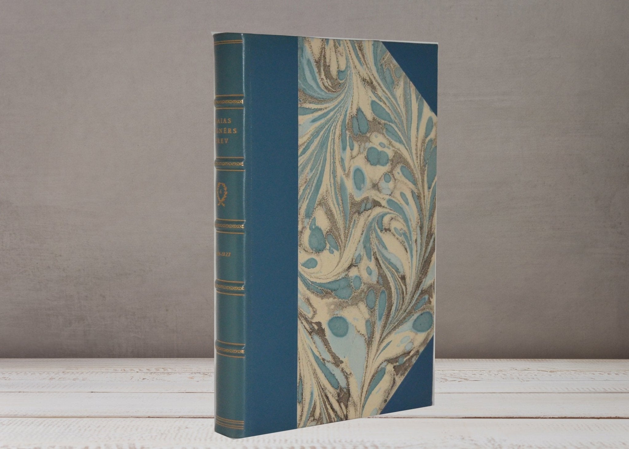 Antique Leather Bound Book Décor – 10” Teal Blue Color - Brookfield Books