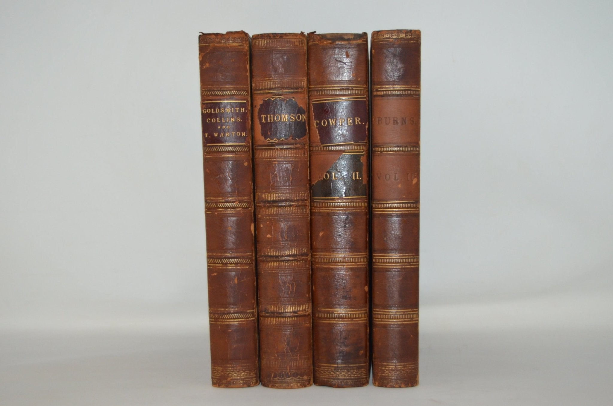 Antique Leather Bound Book Décor – 5” Brown, Maroon & Gold – Robert Burns - Brookfield Books