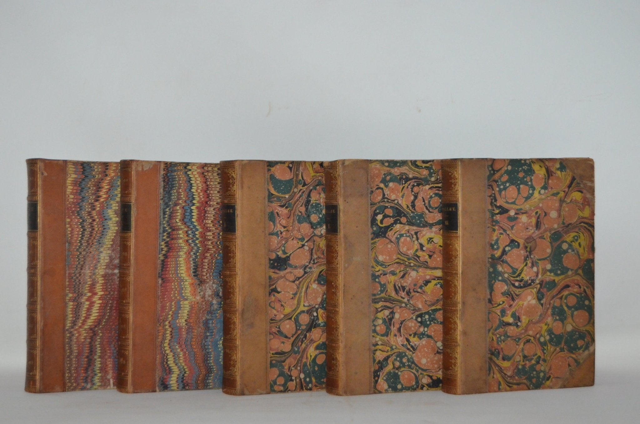 Antique Leather Bound Book Décor – 6” Light Brown, Black & Gold – Percy Shelley - Brookfield Books