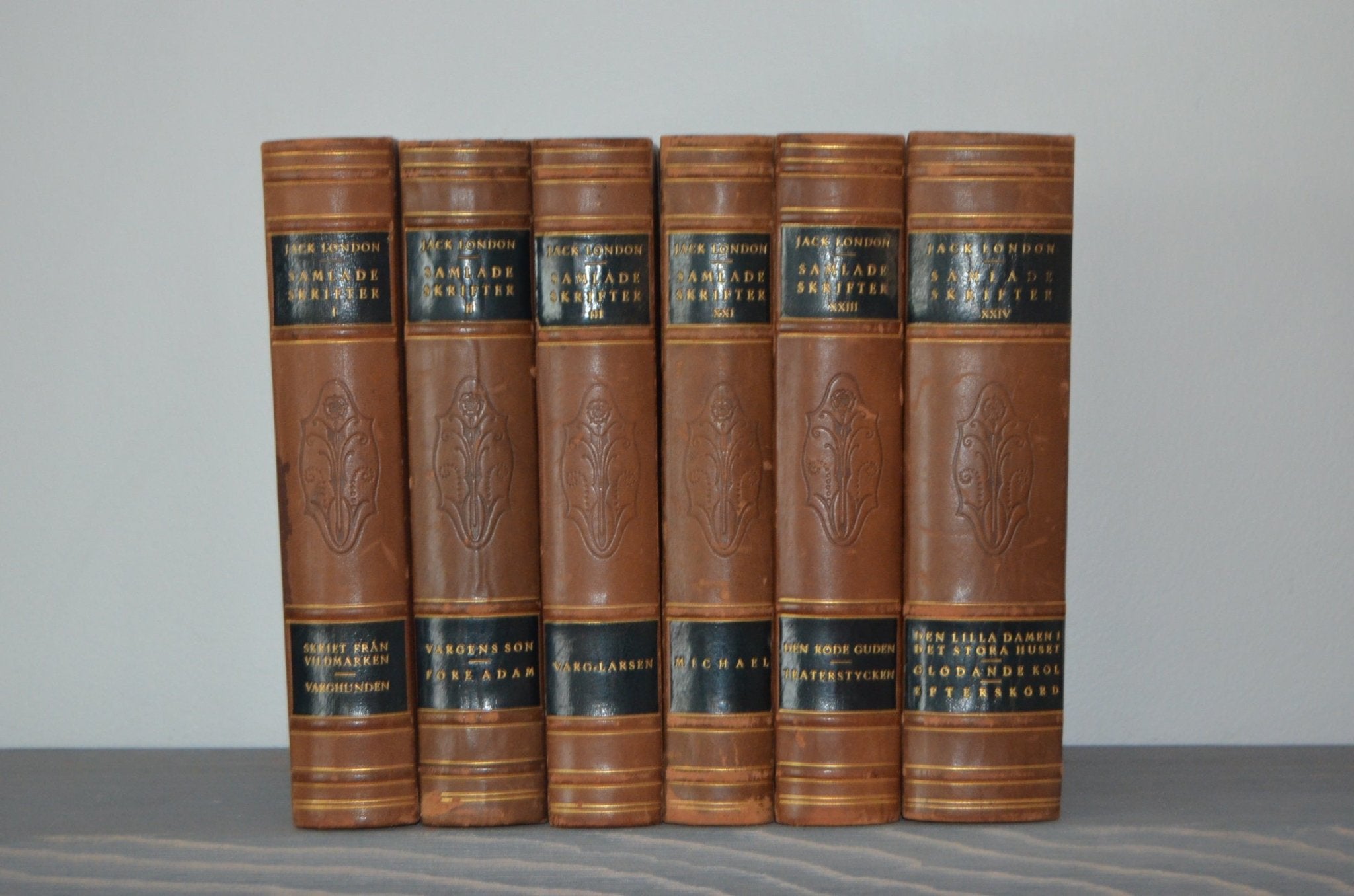 Antique Leather Bound Book Décor – 8” Brown, Black & Gold – Jack London - Brookfield Books