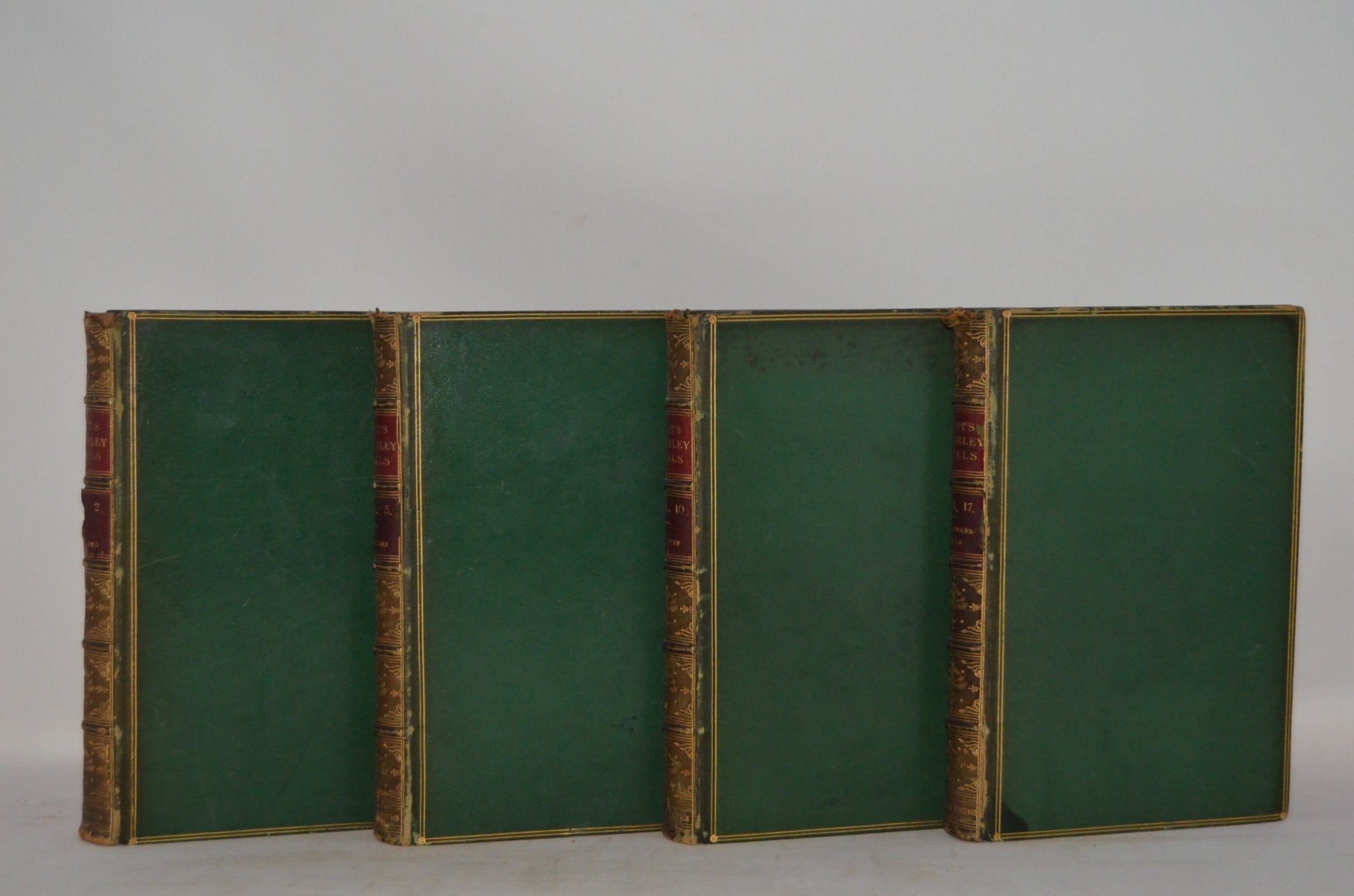 Antique Leather Bound Book Décor – 9” Dark Green & Gold - Waverley Novels - Brookfield Books