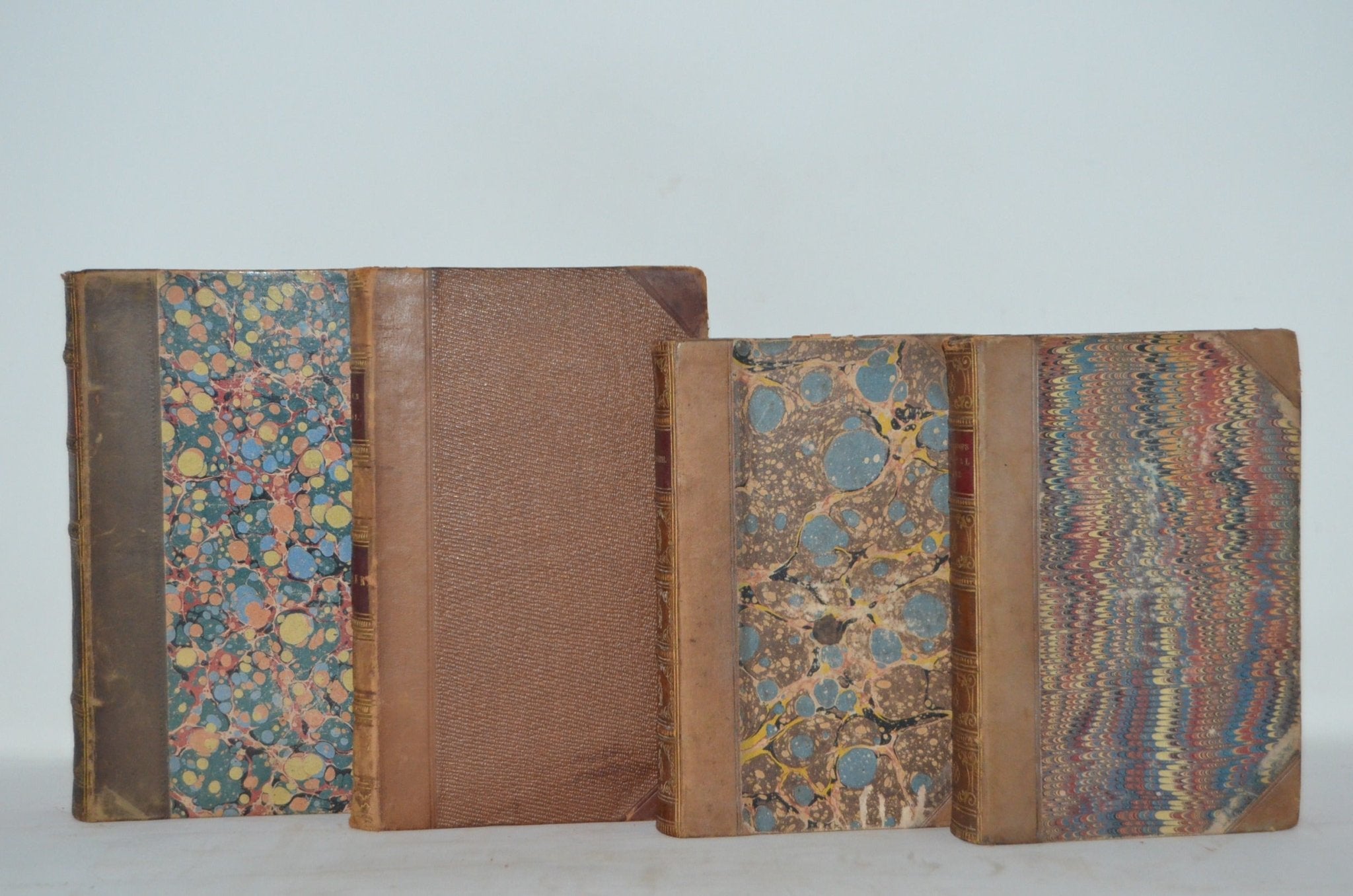 Antique Leather Bound Book Décor – 9” Shades of Brown, Maroon & Gold - Brookfield Books
