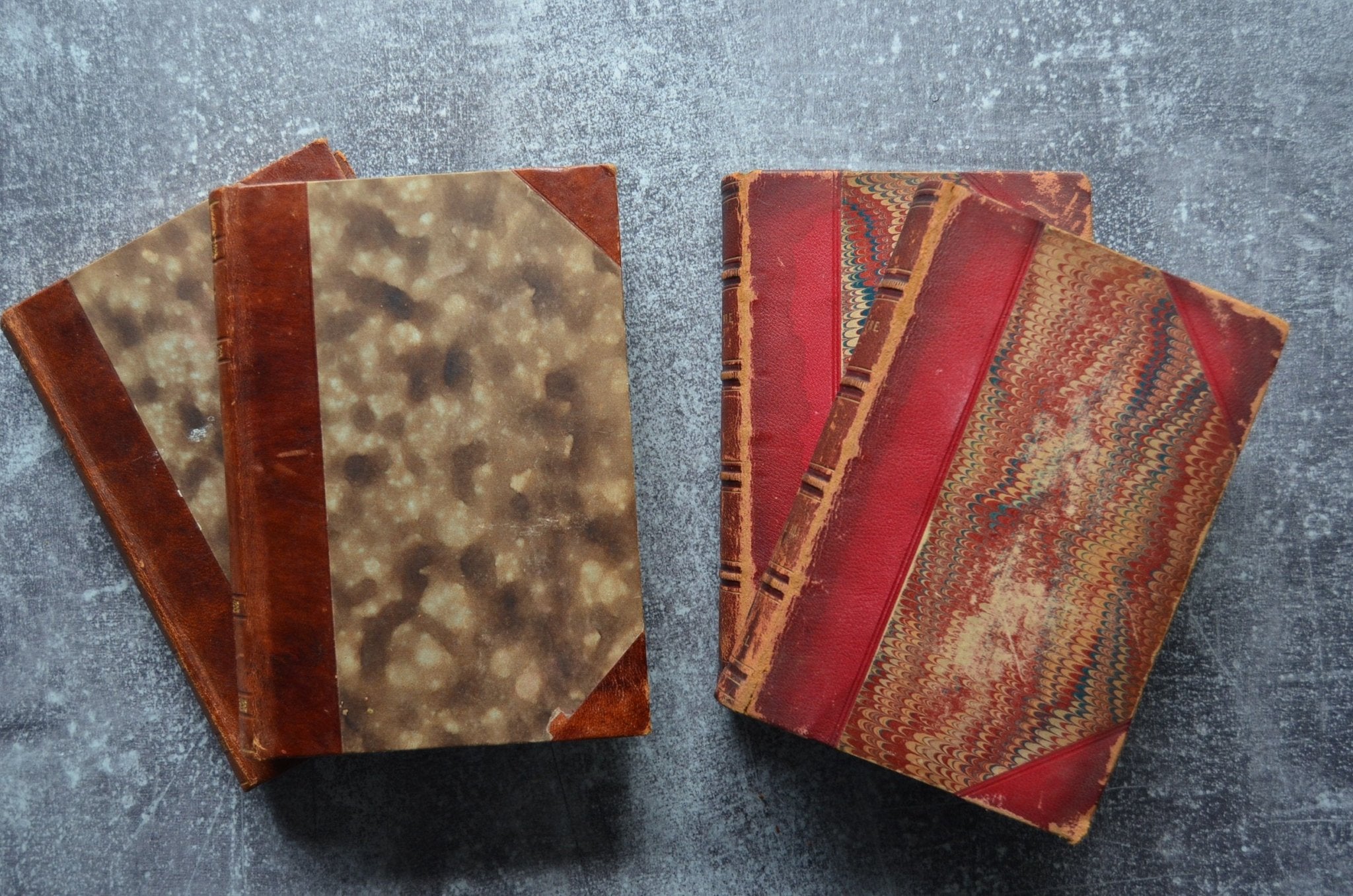 Antique Leather Bound Book Décor – 9.5” Shades of Brown, Carmel, Maroon – Moliere - Brookfield Books
