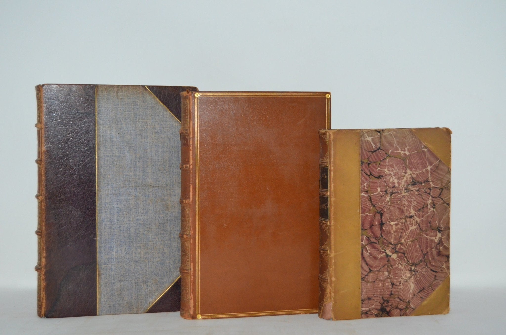 Antique Leather Bound Book Décor – 9.5” Shades of Brown & Gold - Shakespeare - Brookfield Books