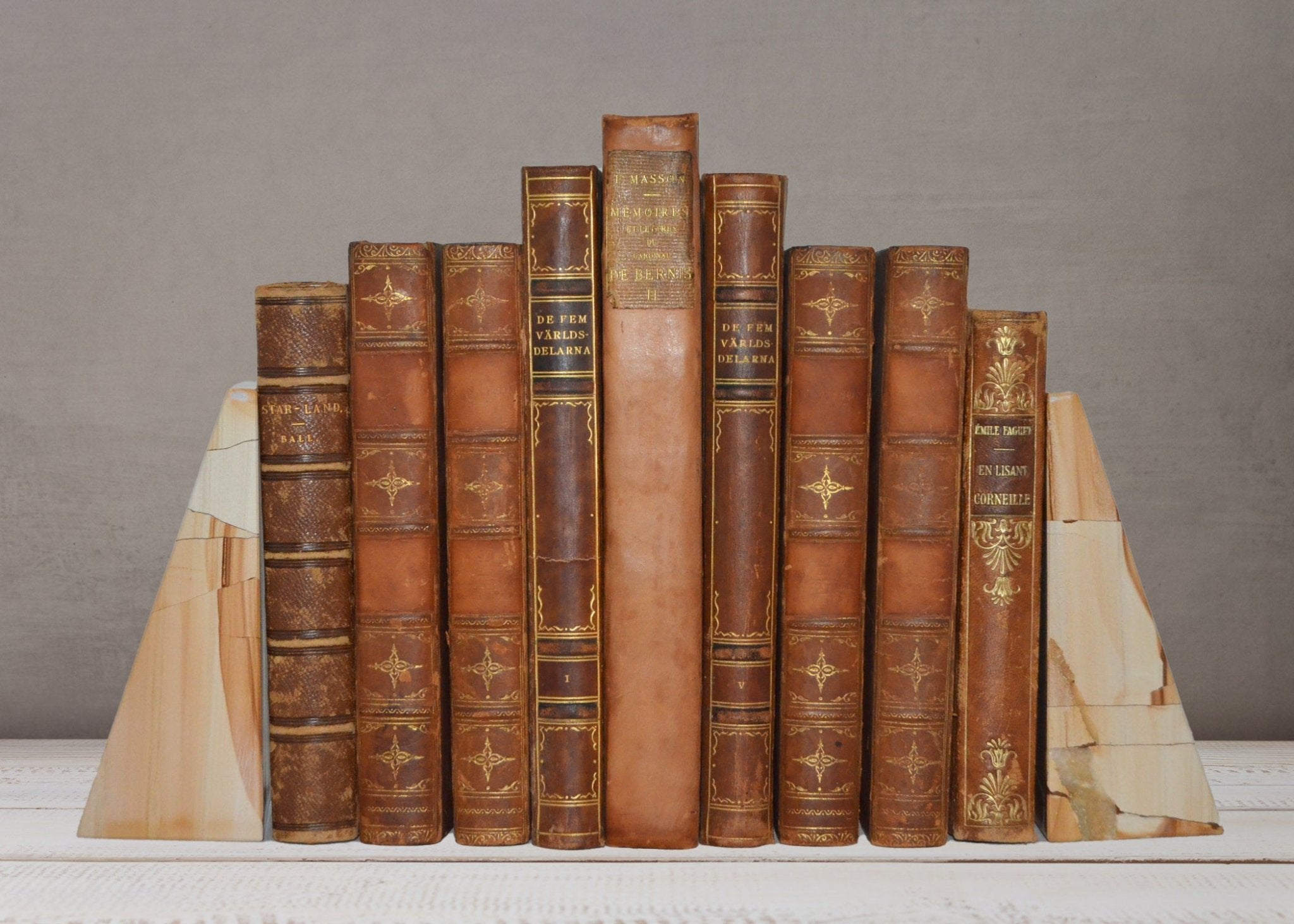 Antique Leather Bound Book Décor – Gold & Tan – Alfred Tennyson, Foreign Language - Brookfield Books