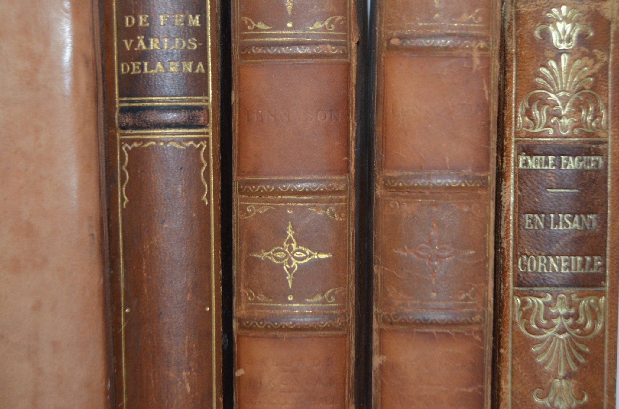 Antique Leather Bound Book Décor – Gold & Tan – Alfred Tennyson, Foreign Language - Brookfield Books
