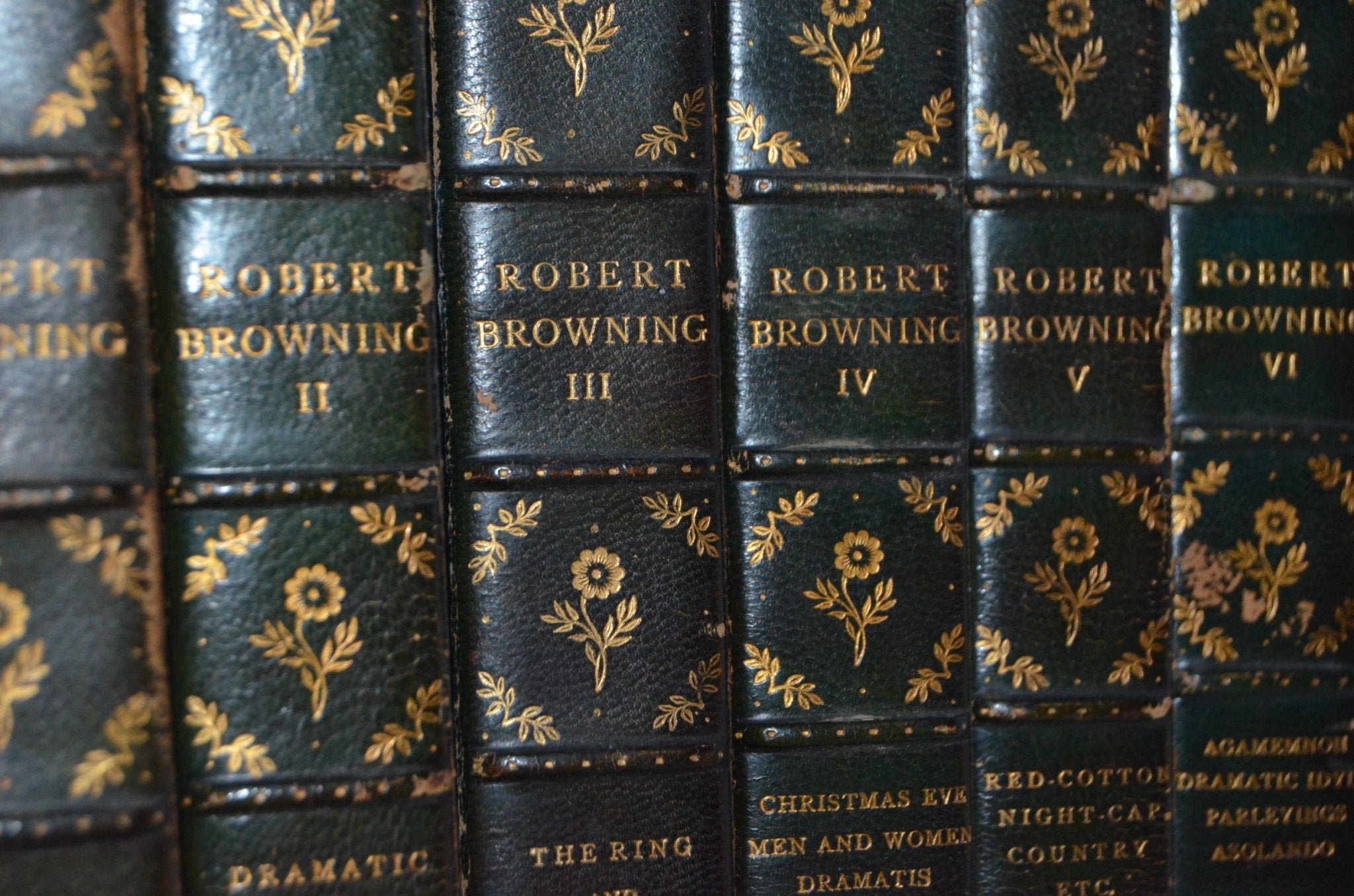 Antique Leather Bound Works of Robert Browning Complete in 6 Volumes 1899 - Brookfield Books