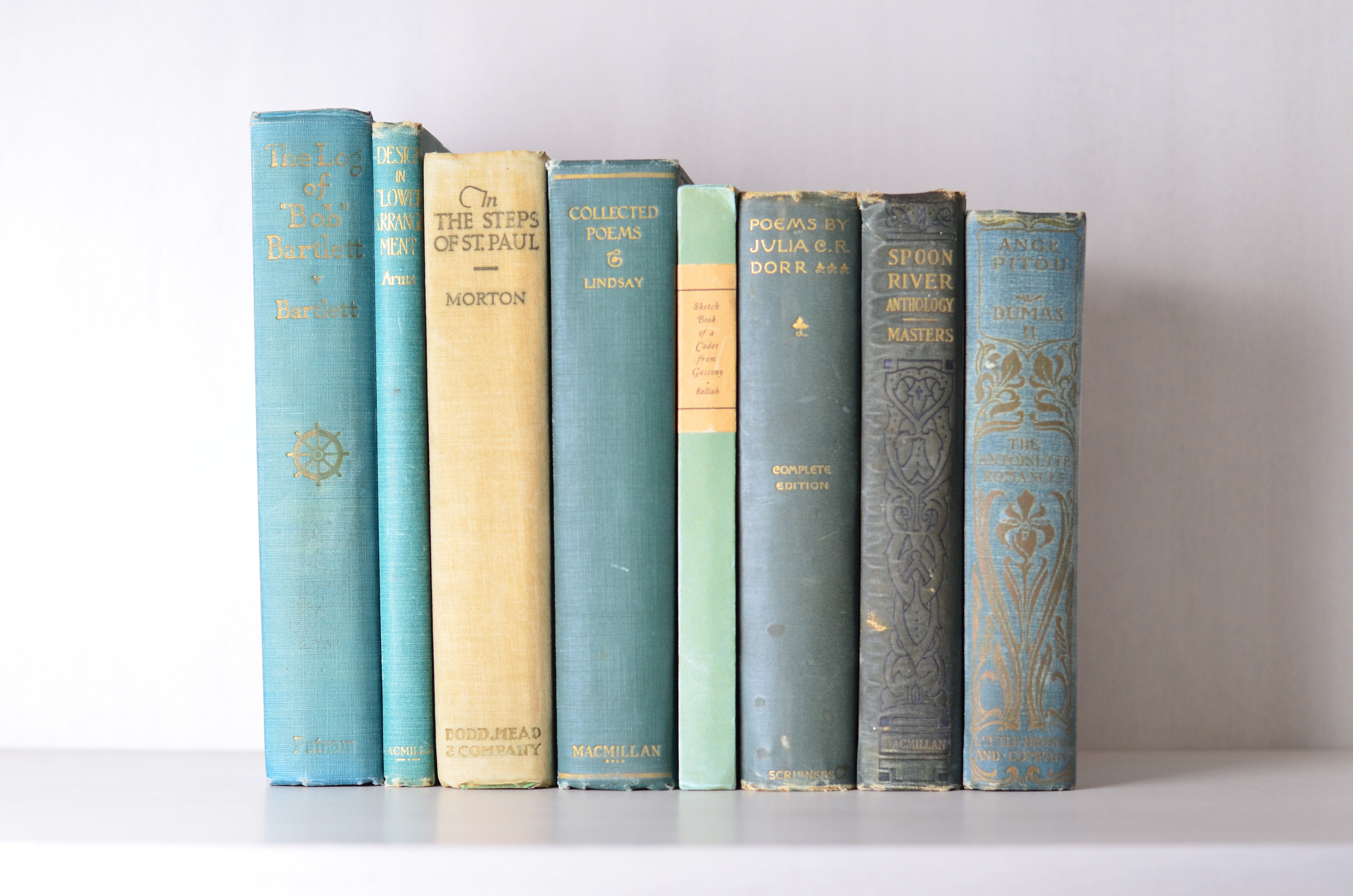 Teal Blue Antique Cloth Book Set – 8 Books, Alexandre Dumas