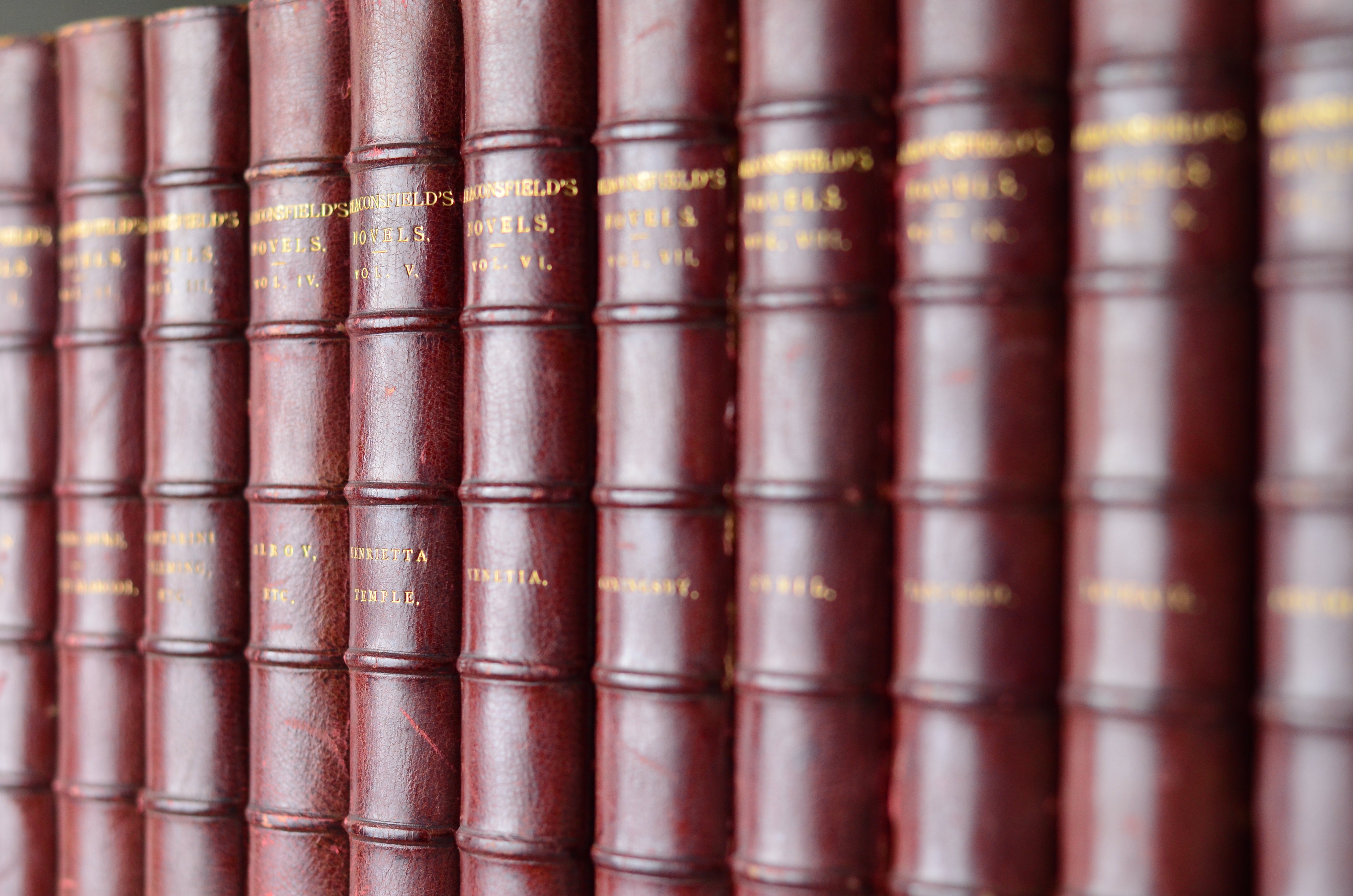 Complete Antique Leather Bound Works of Benjamin Disreali 1882