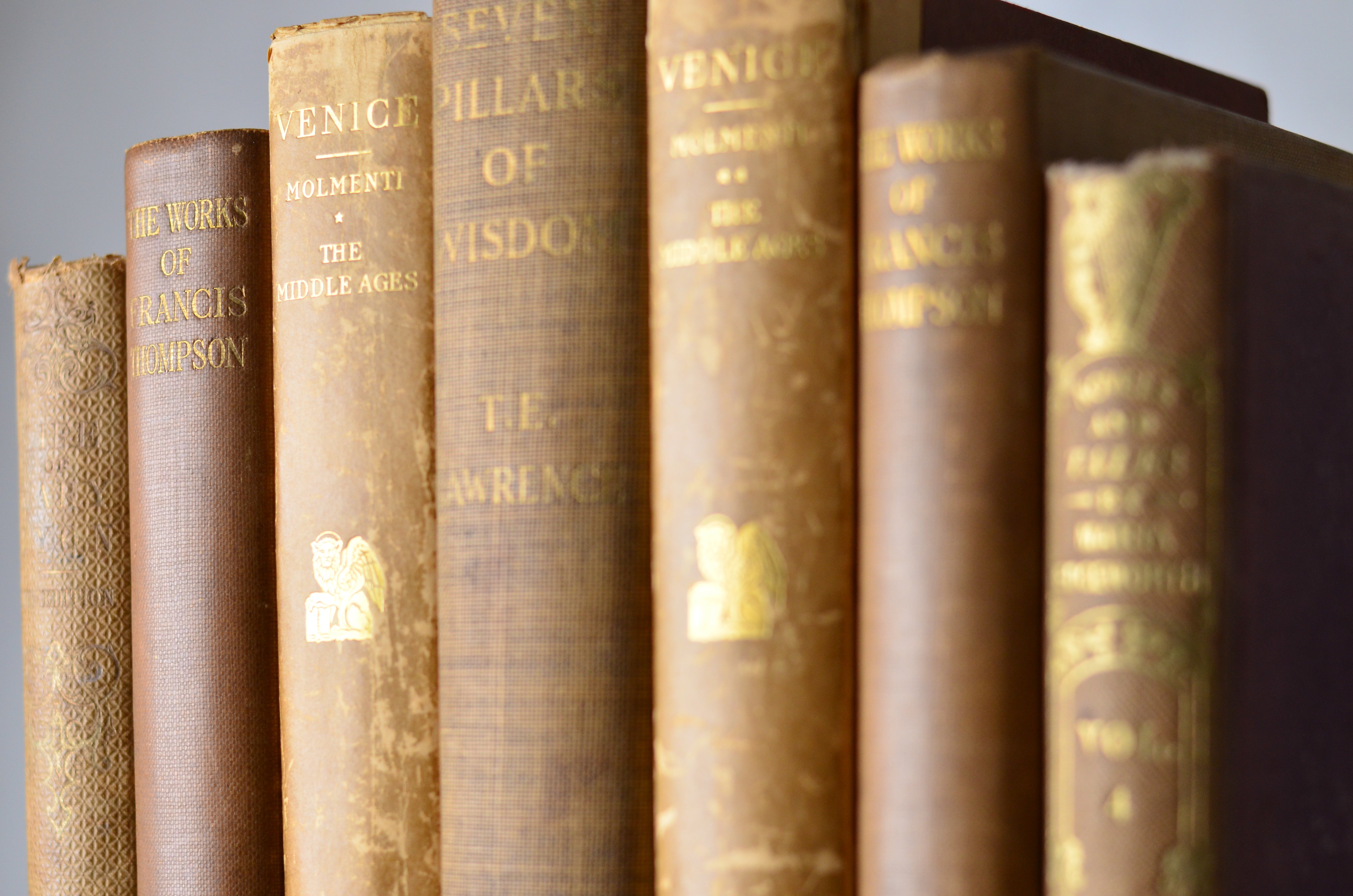 Antique Book Decor - Beige, Tan, T. E. Lawrence, 1852