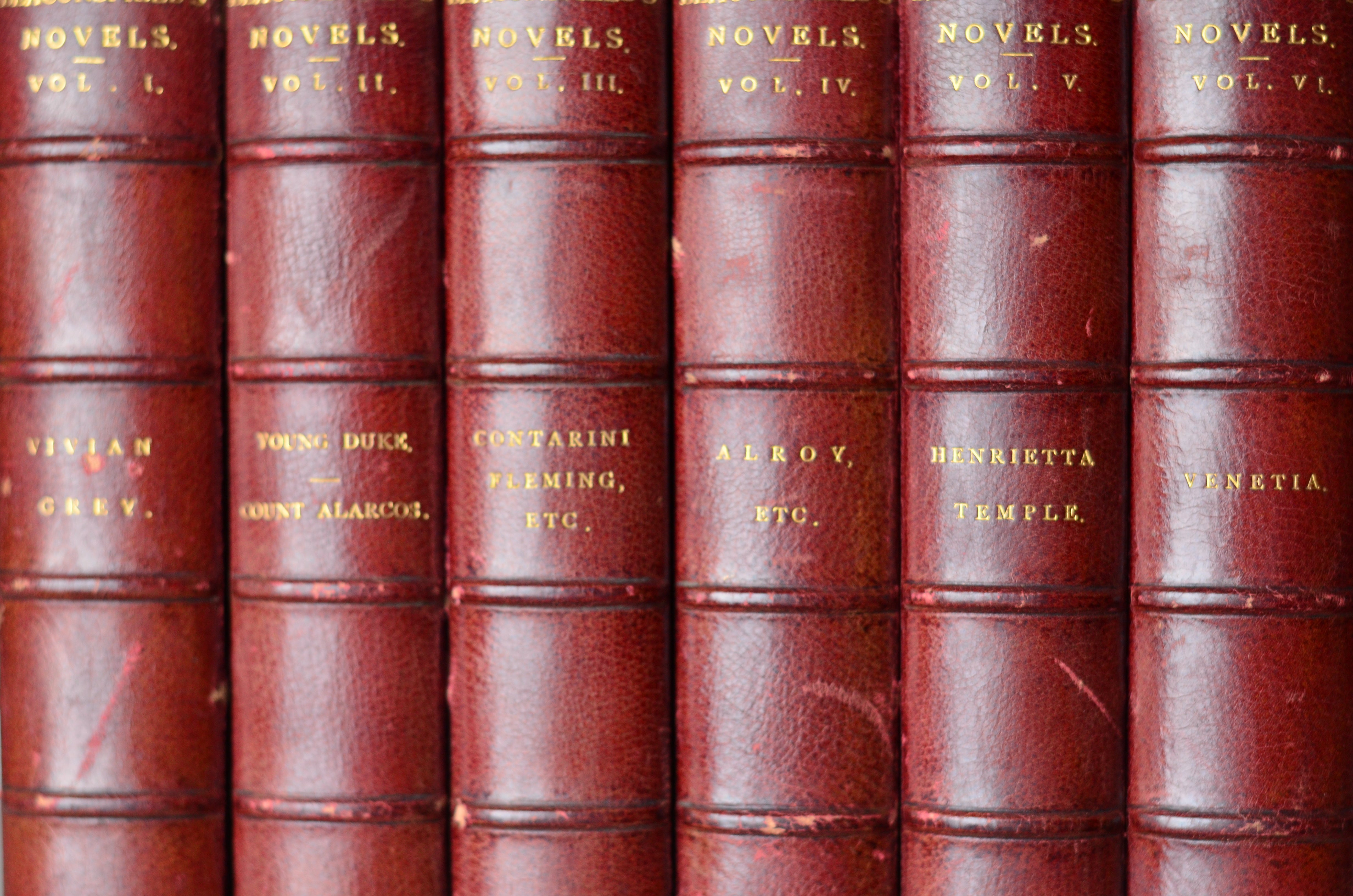Complete Antique Leather Bound Works of Benjamin Disreali 1882