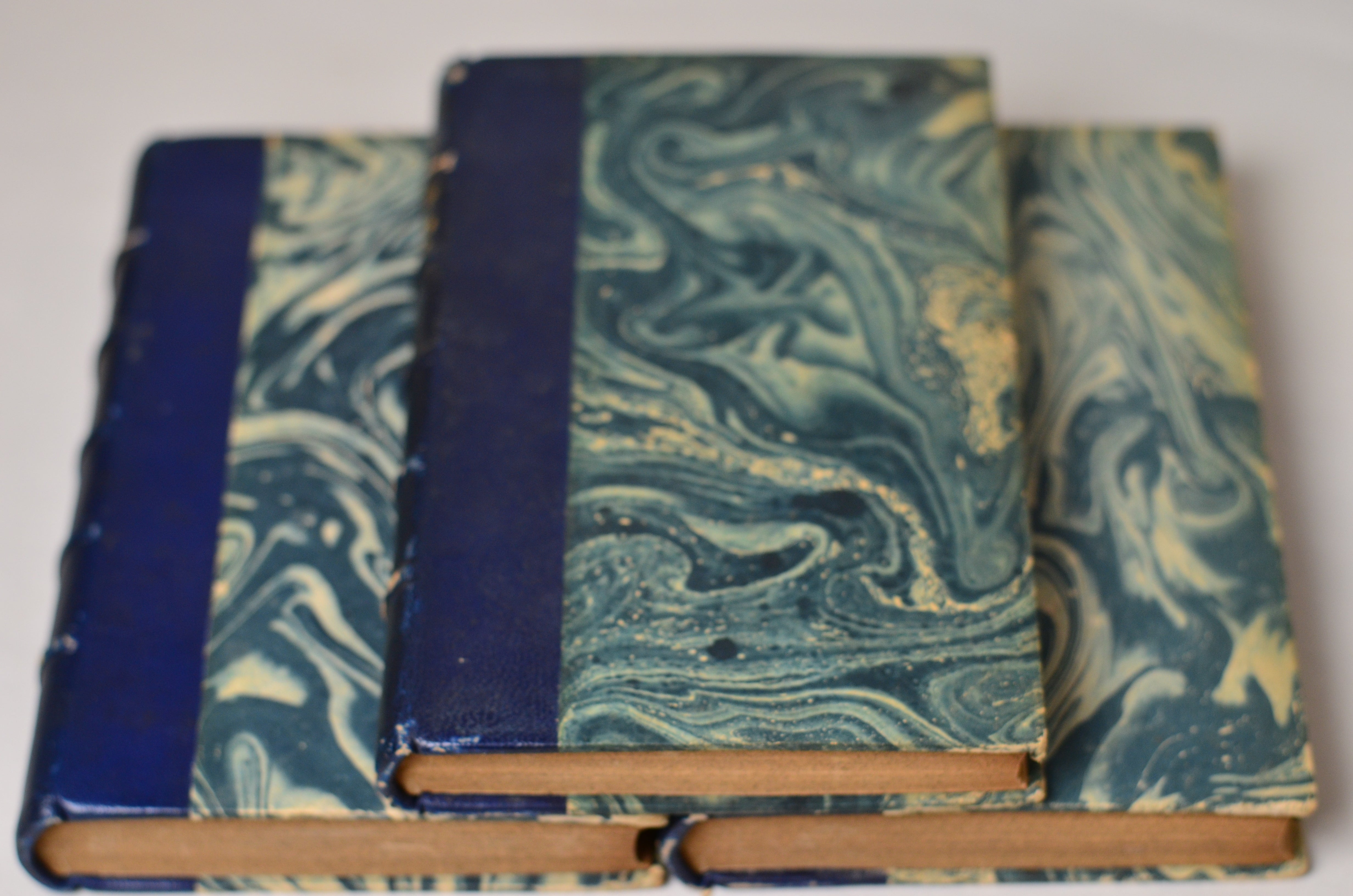 Antique Leather Bound Book Decor - Navy Blue, Histoire Ancienne de L'Eglise c. 1890