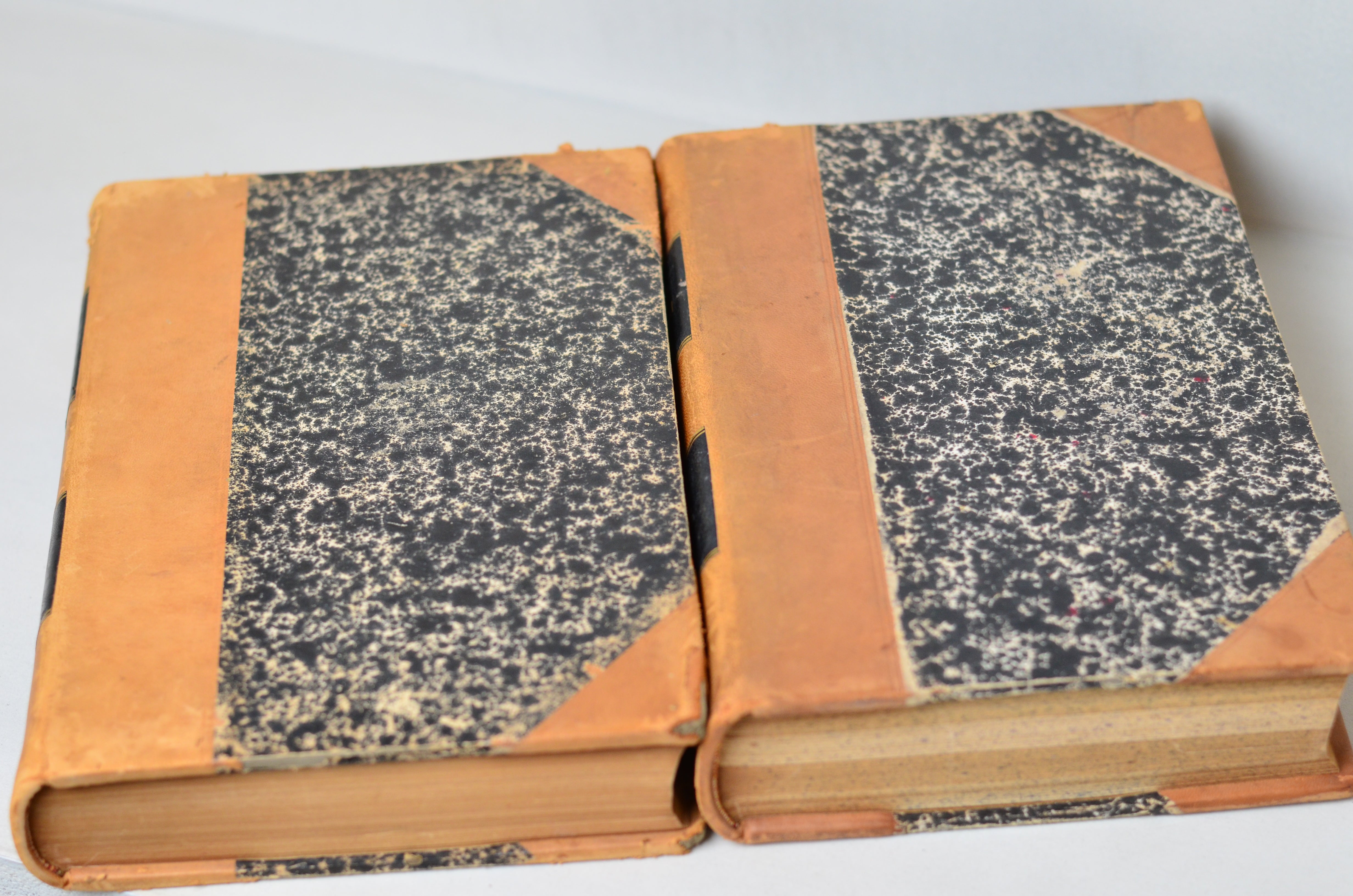 Light Brown Antique Leather Book Set – 2 Large Books, Irish Theological Quarterly
