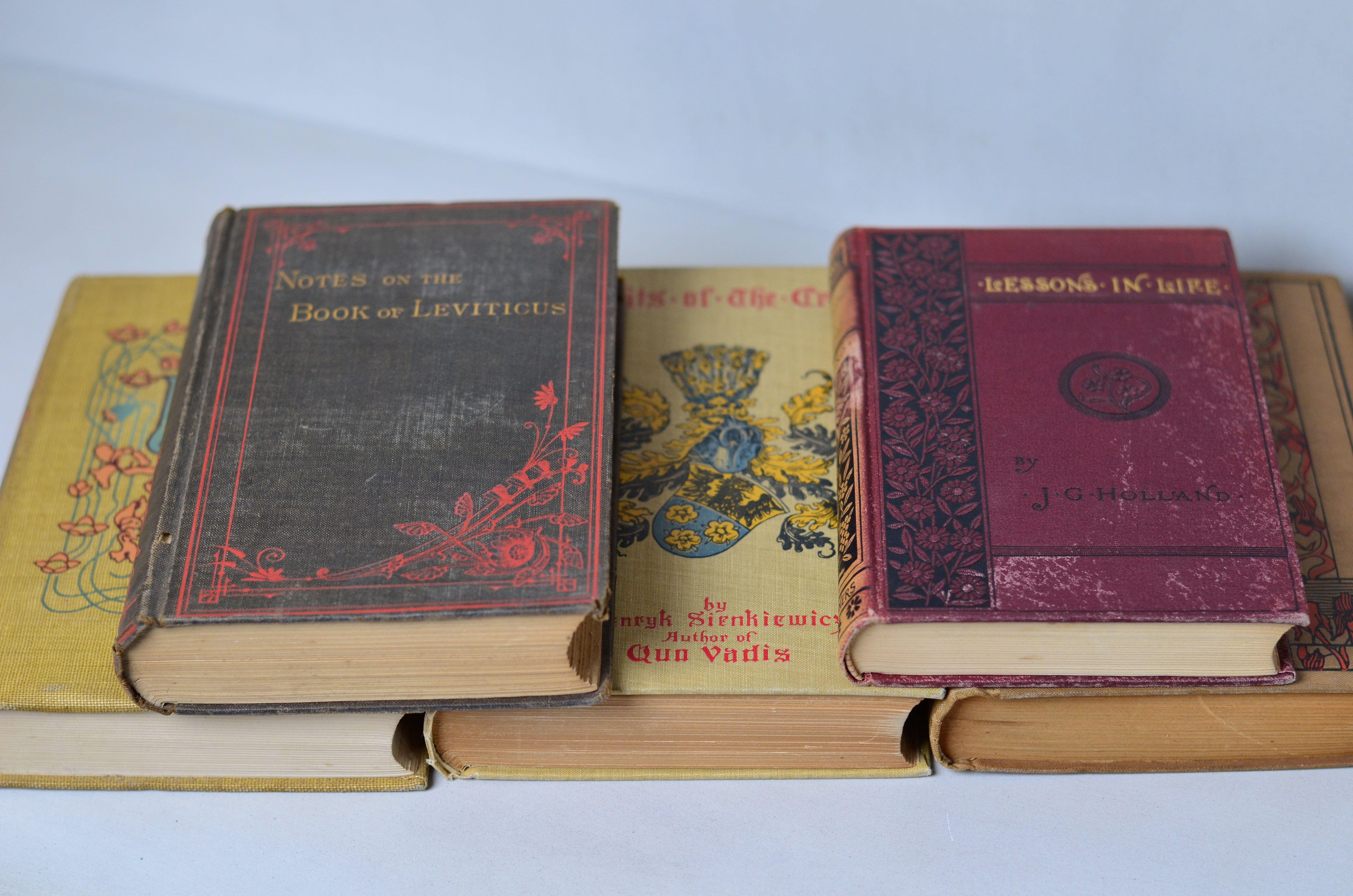 Yellow Antique Cloth Book Set – 5 Books, Floral