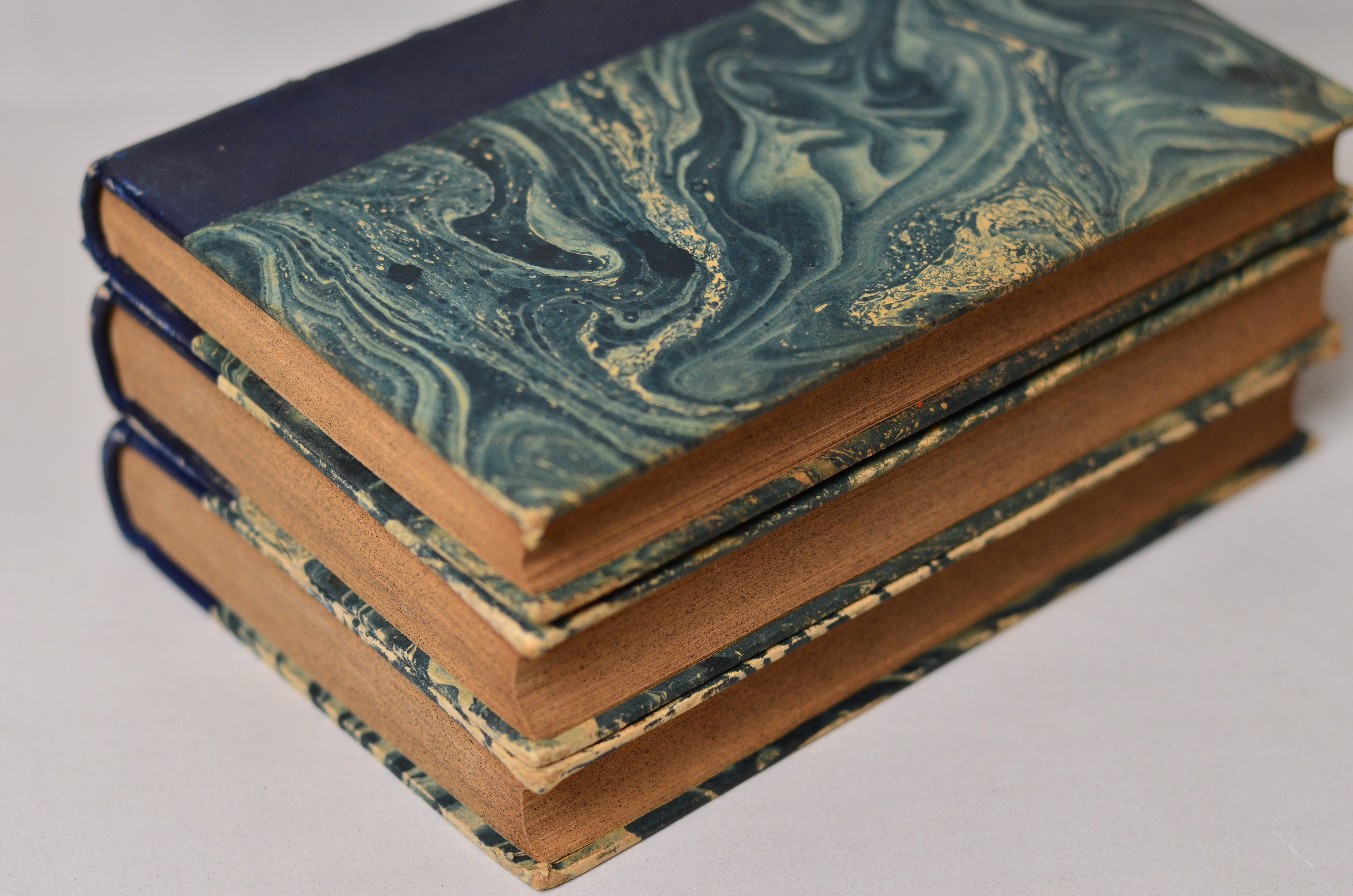 Antique Leather Bound Book Decor - Navy Blue, Histoire Ancienne de L'Eglise c. 1890