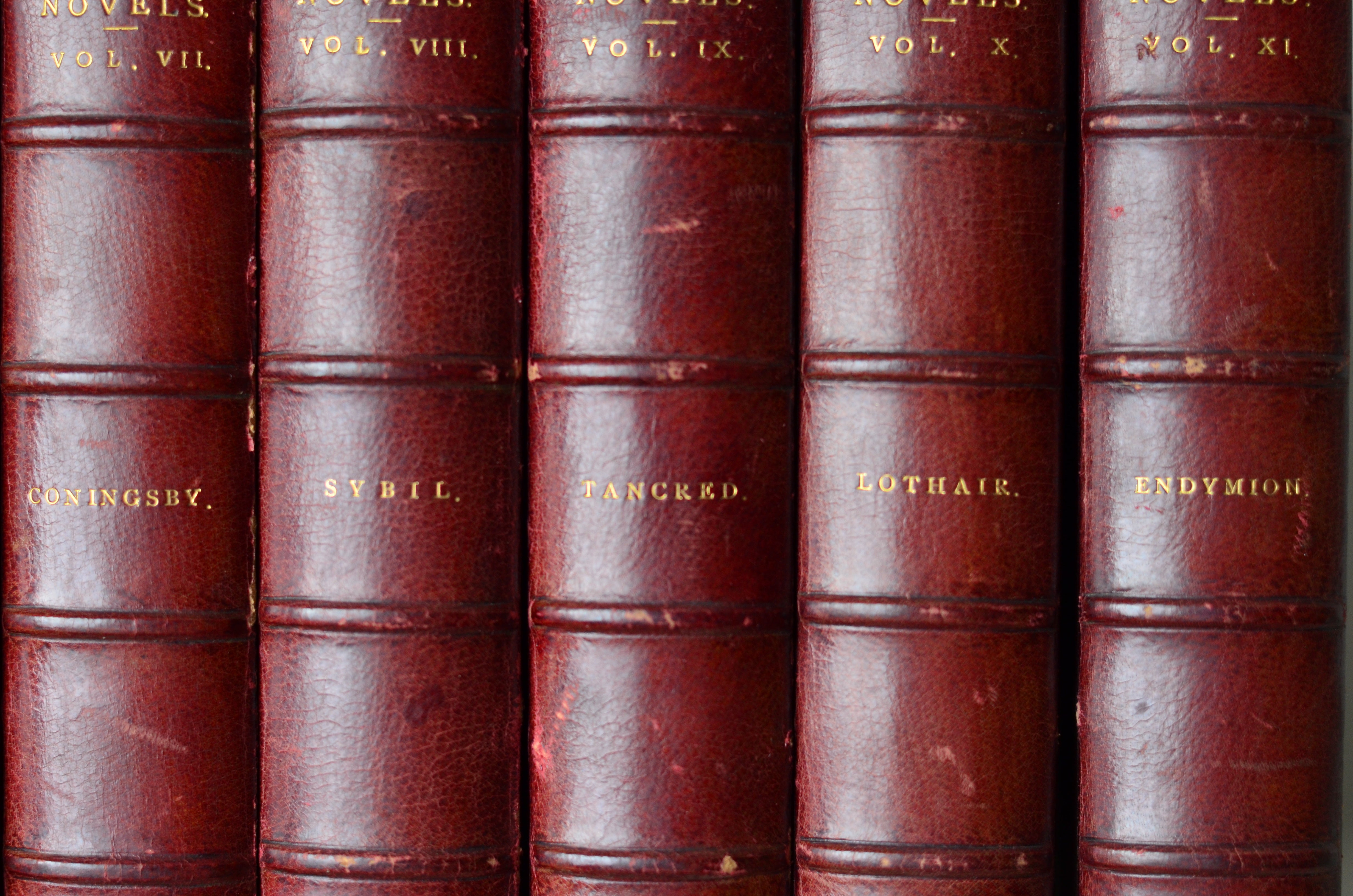 Complete Antique Leather Bound Works of Benjamin Disreali 1882