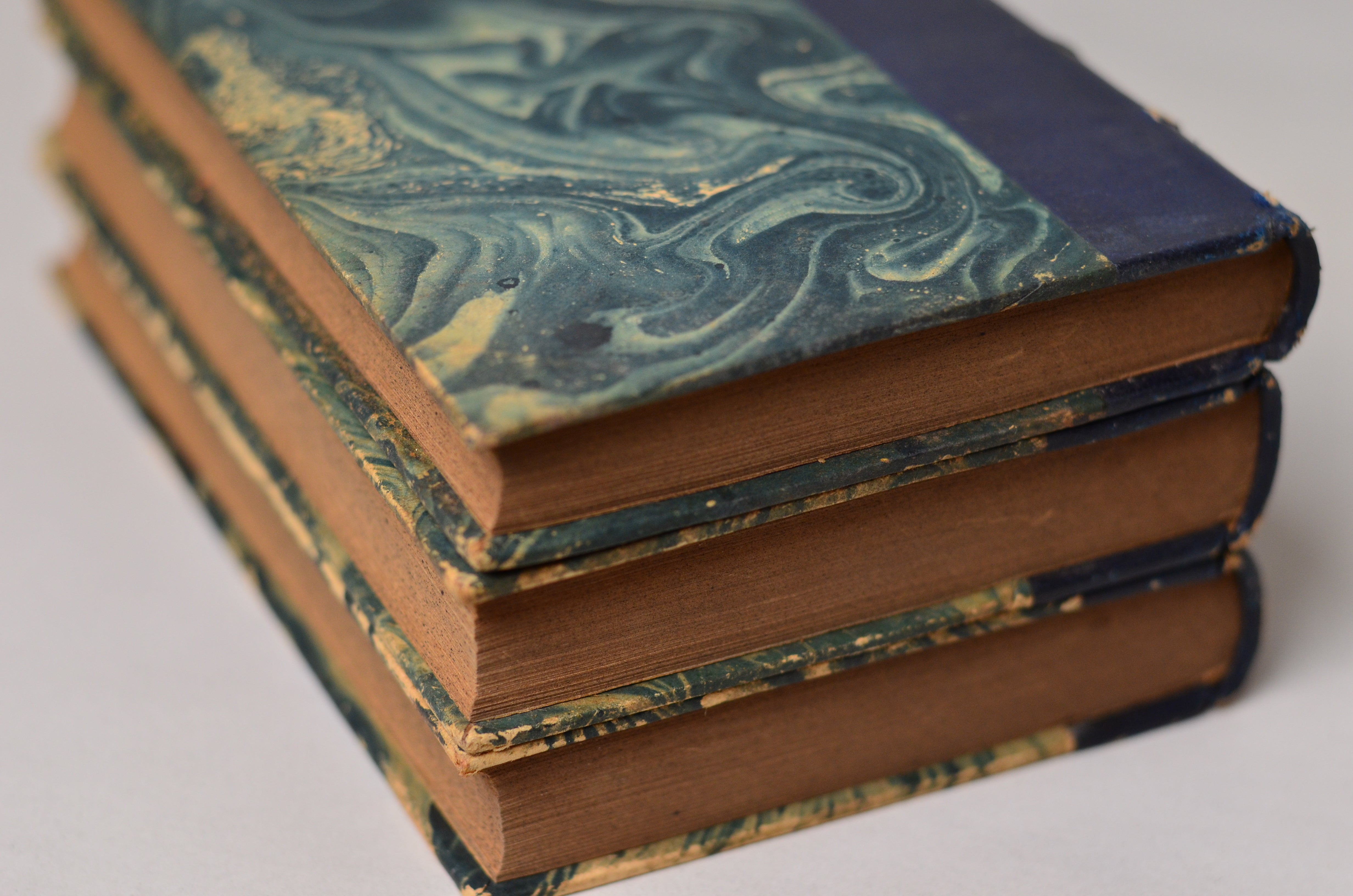 Antique Leather Bound Book Decor - Navy Blue, Histoire Ancienne de L'Eglise c. 1890