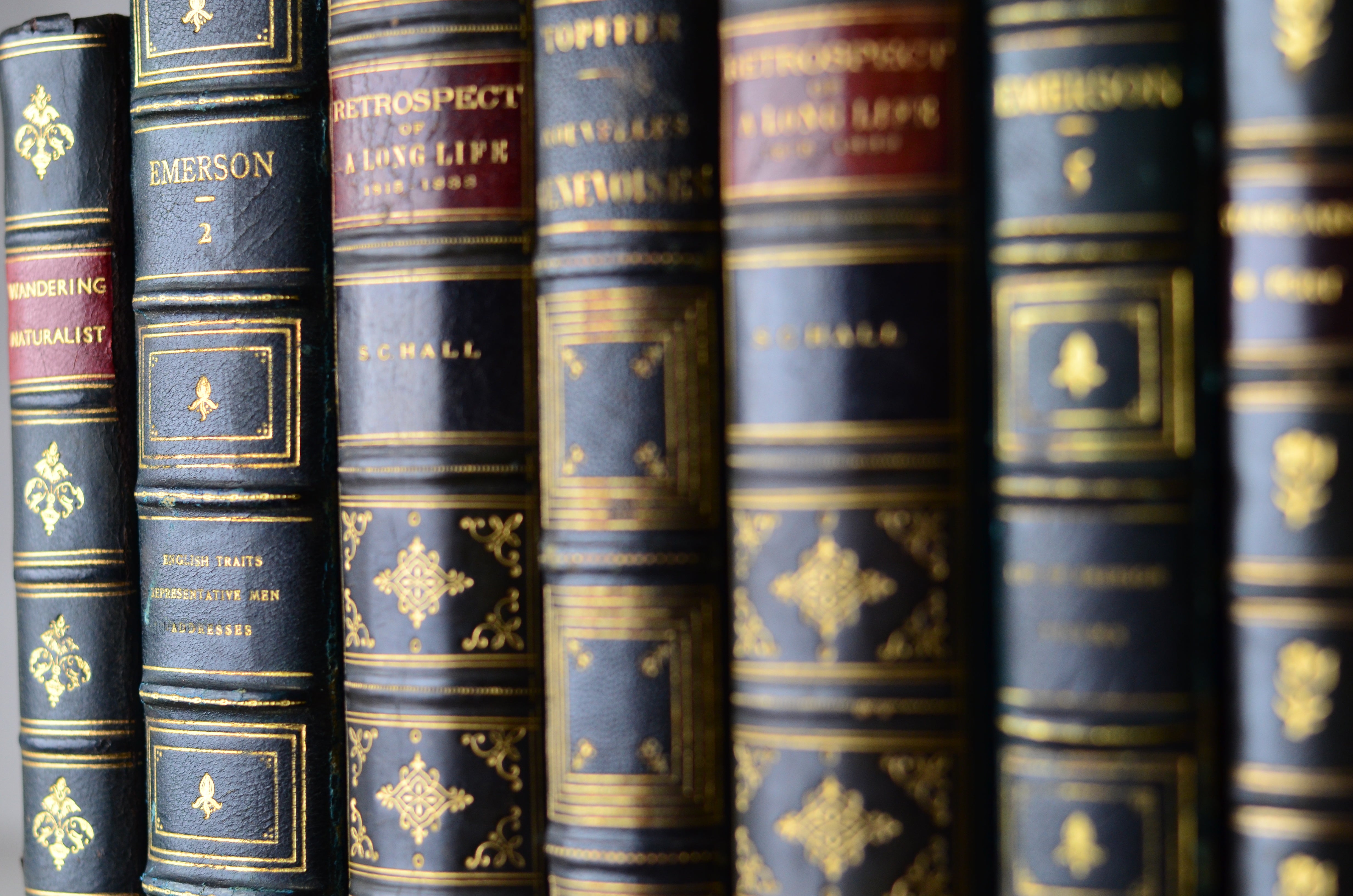 Blue Antique Leather Book Set – 7 Books, Ralph Waldo Emerson