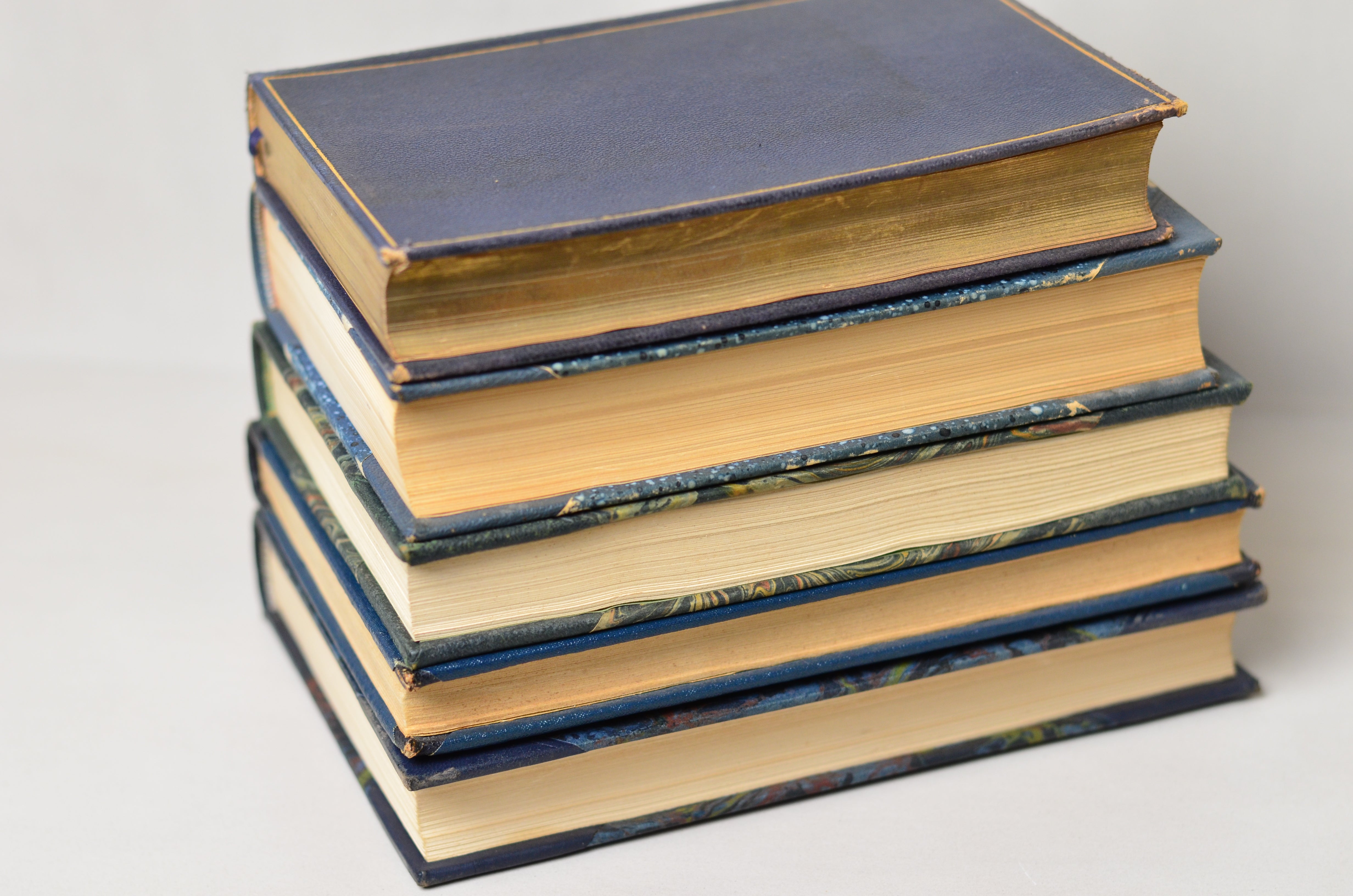 Blue Antique Leather Book Set – 5 Books, Foreign Authors