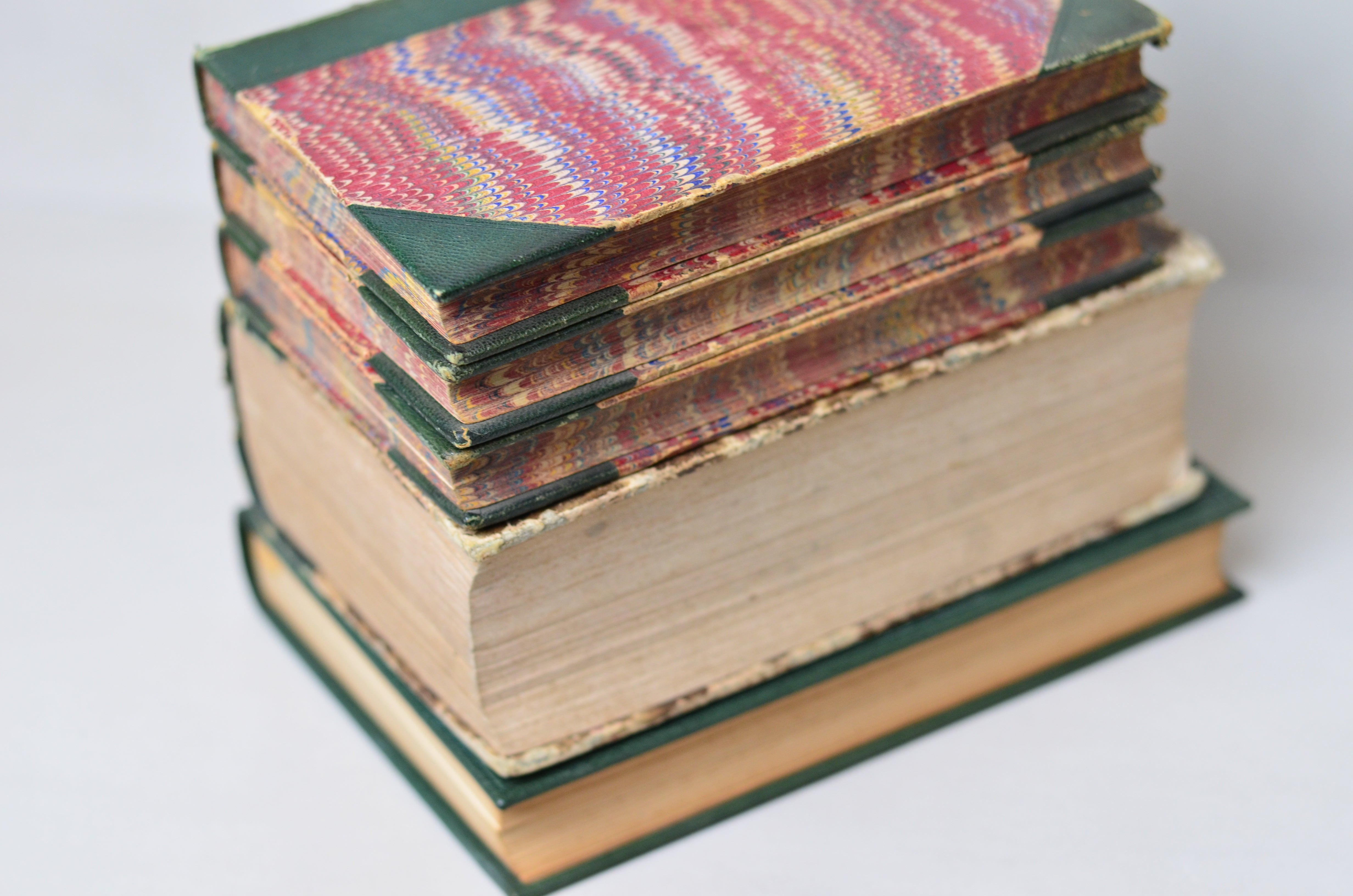 Green Antique Leather Book Set – 5 Books, Le Bon Jardinier