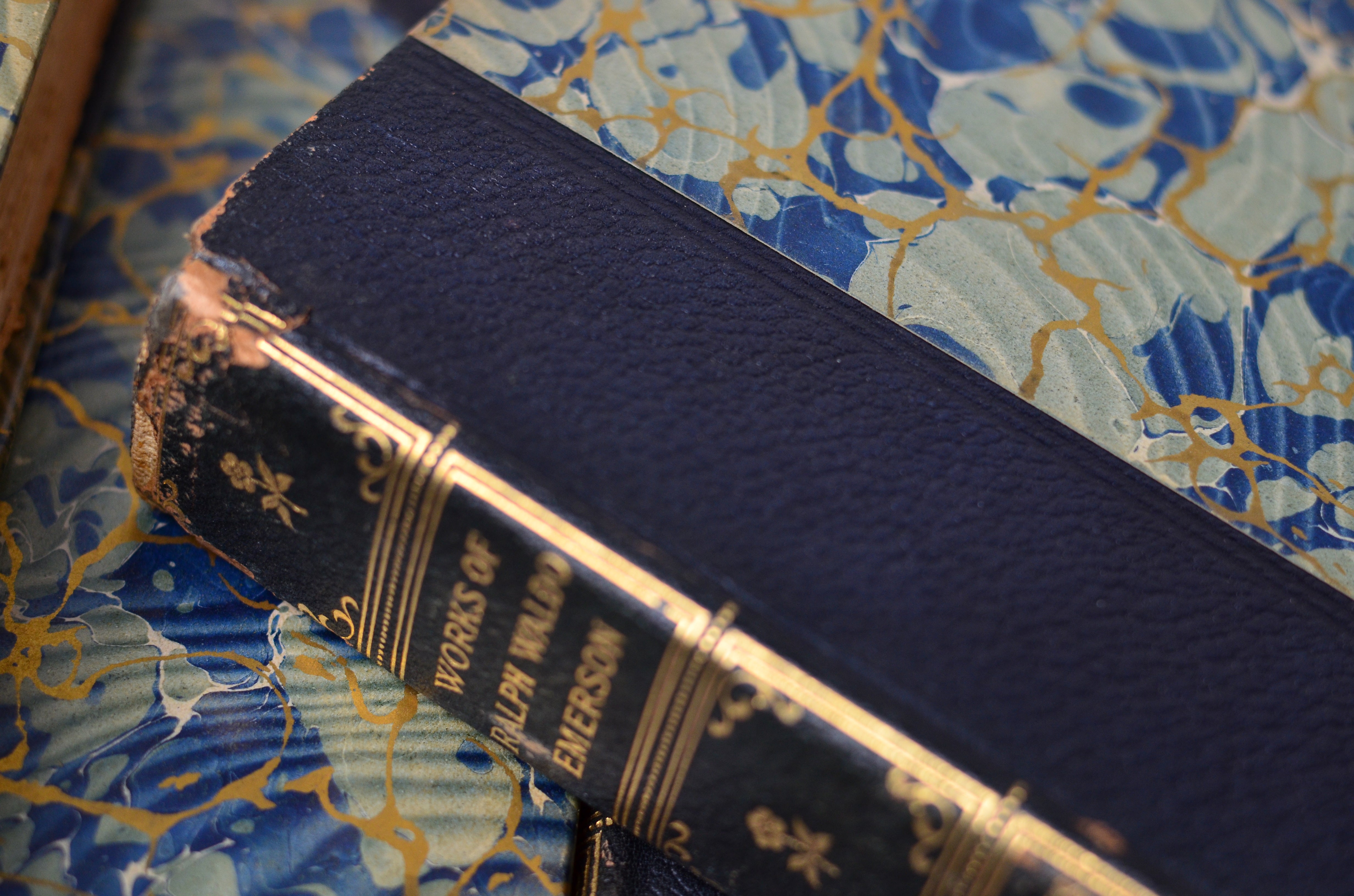 Blue Antique Leather Book Set – 5 Books, Ralph Waldo Emerson
