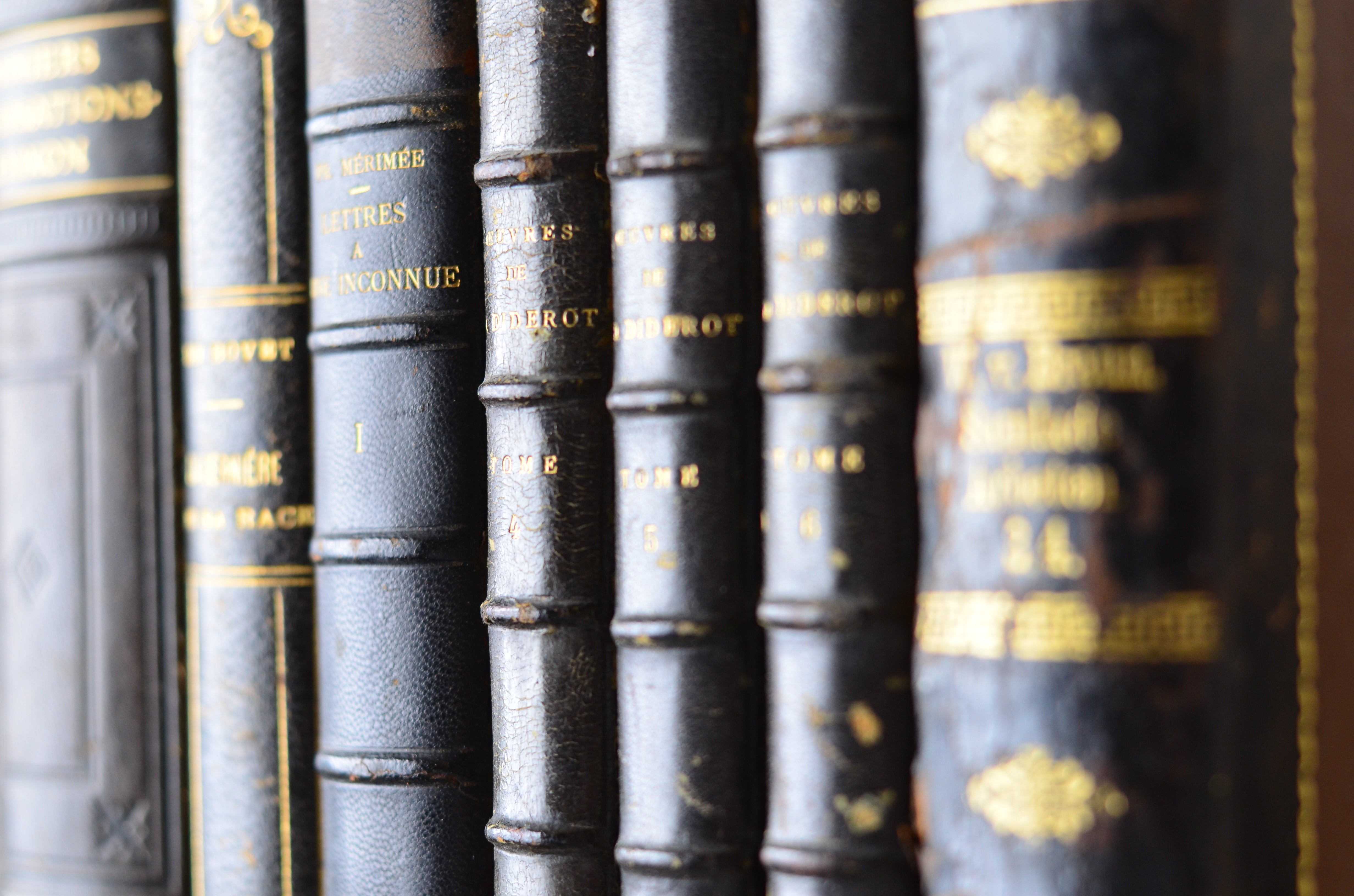 Black Antique Leather Book Set – 7 Books, Foreign Authors