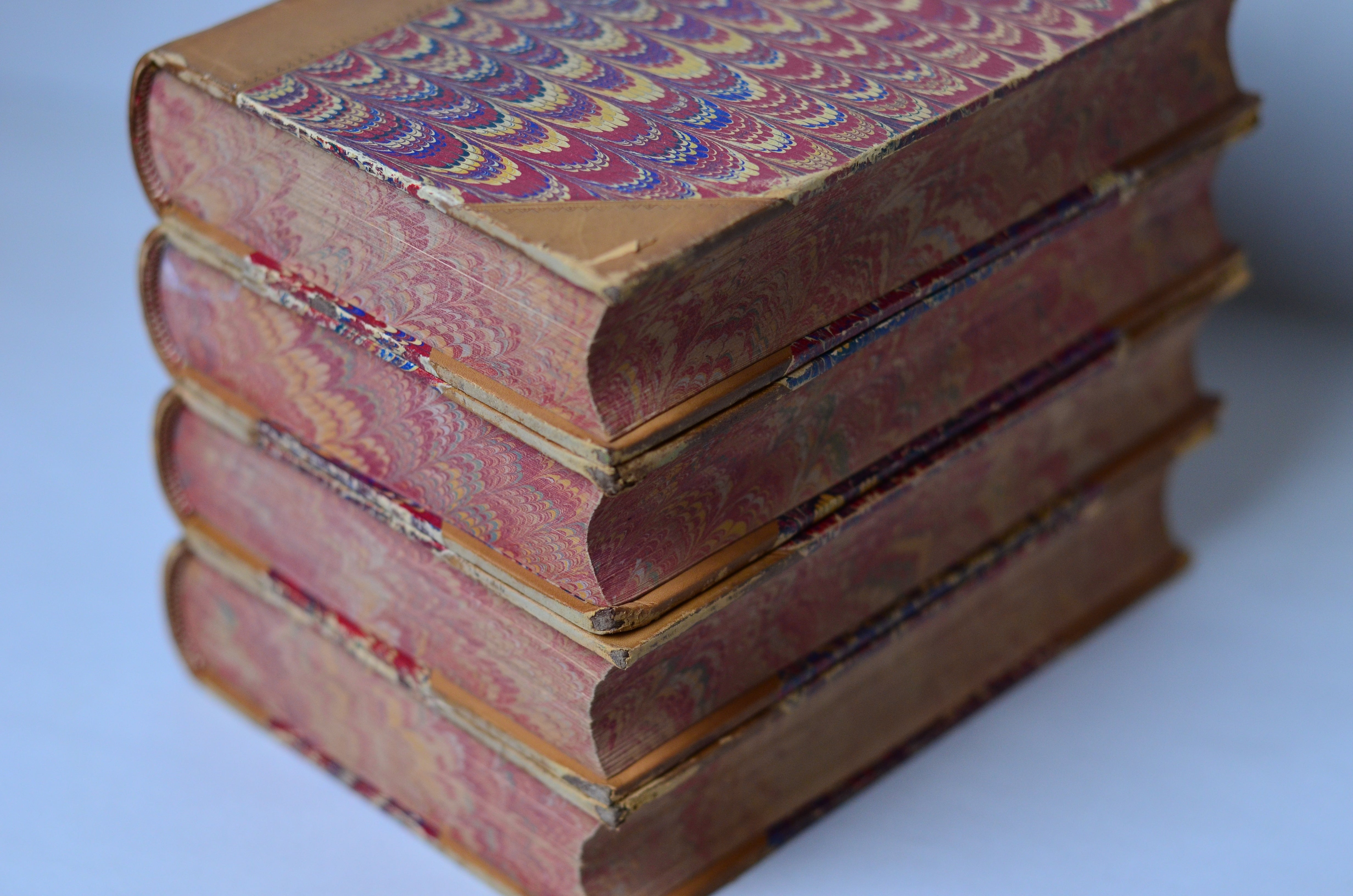Antique Leather Bound Book Decor - Brown, Tan, James Fenimore Cooper 1872