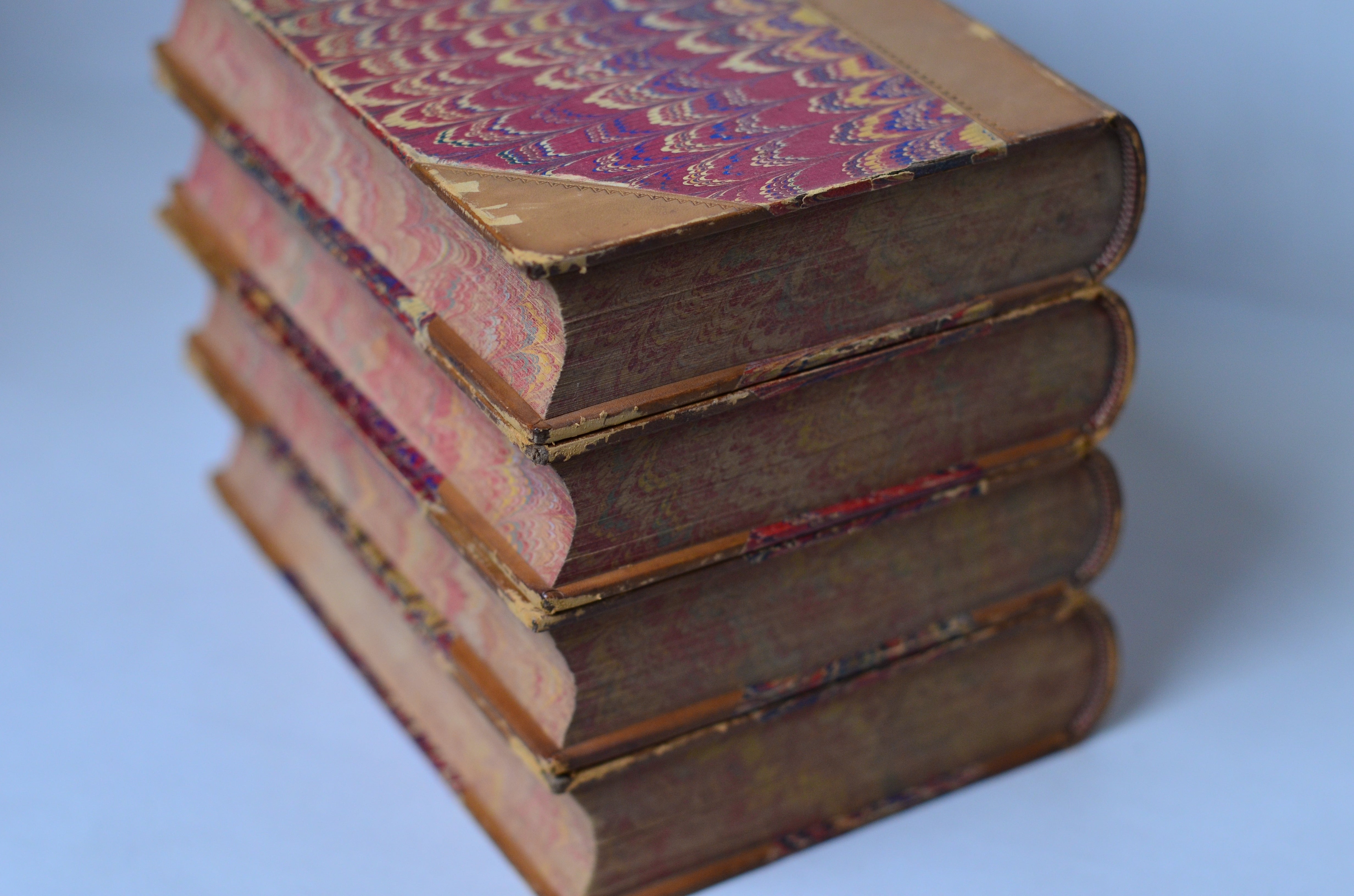 Antique Leather Bound Book Decor - Brown, Tan, James Fenimore Cooper 1872