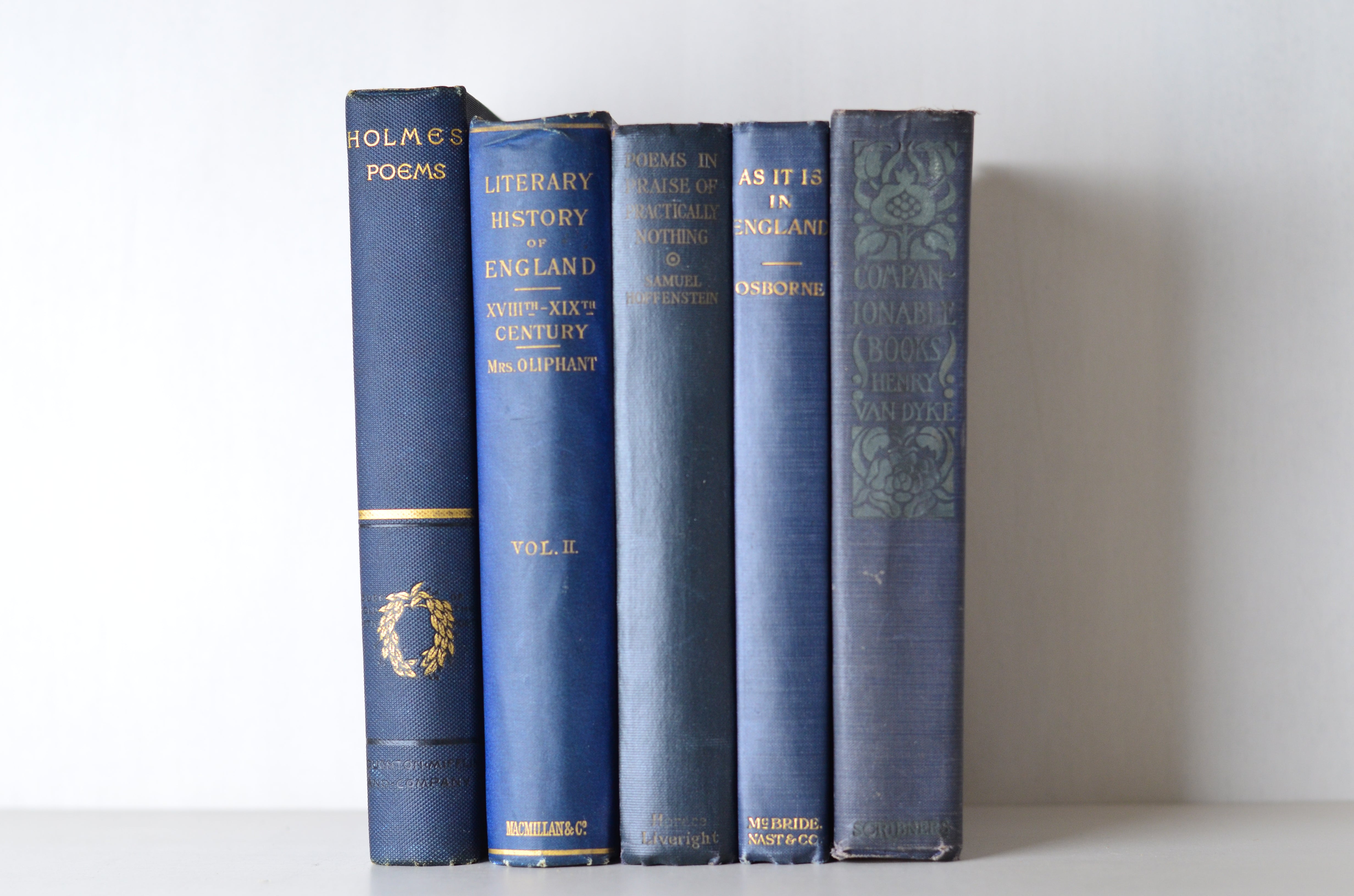 Blue Antique Cloth Book Set – 5 Books, Oliver Wendell Holmes