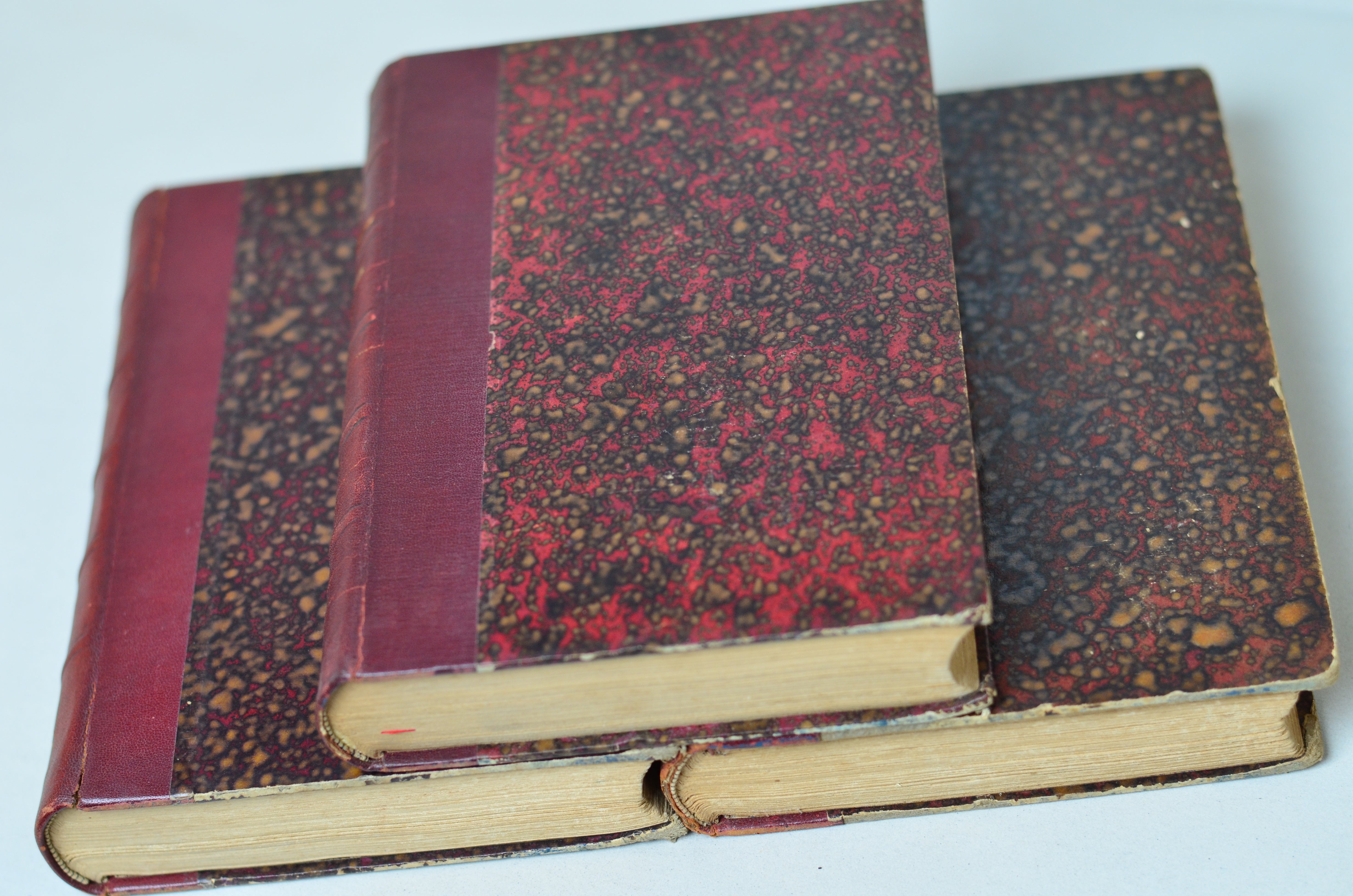 Red Antique Leather Book Set – 7 Books, Honore de Balzac