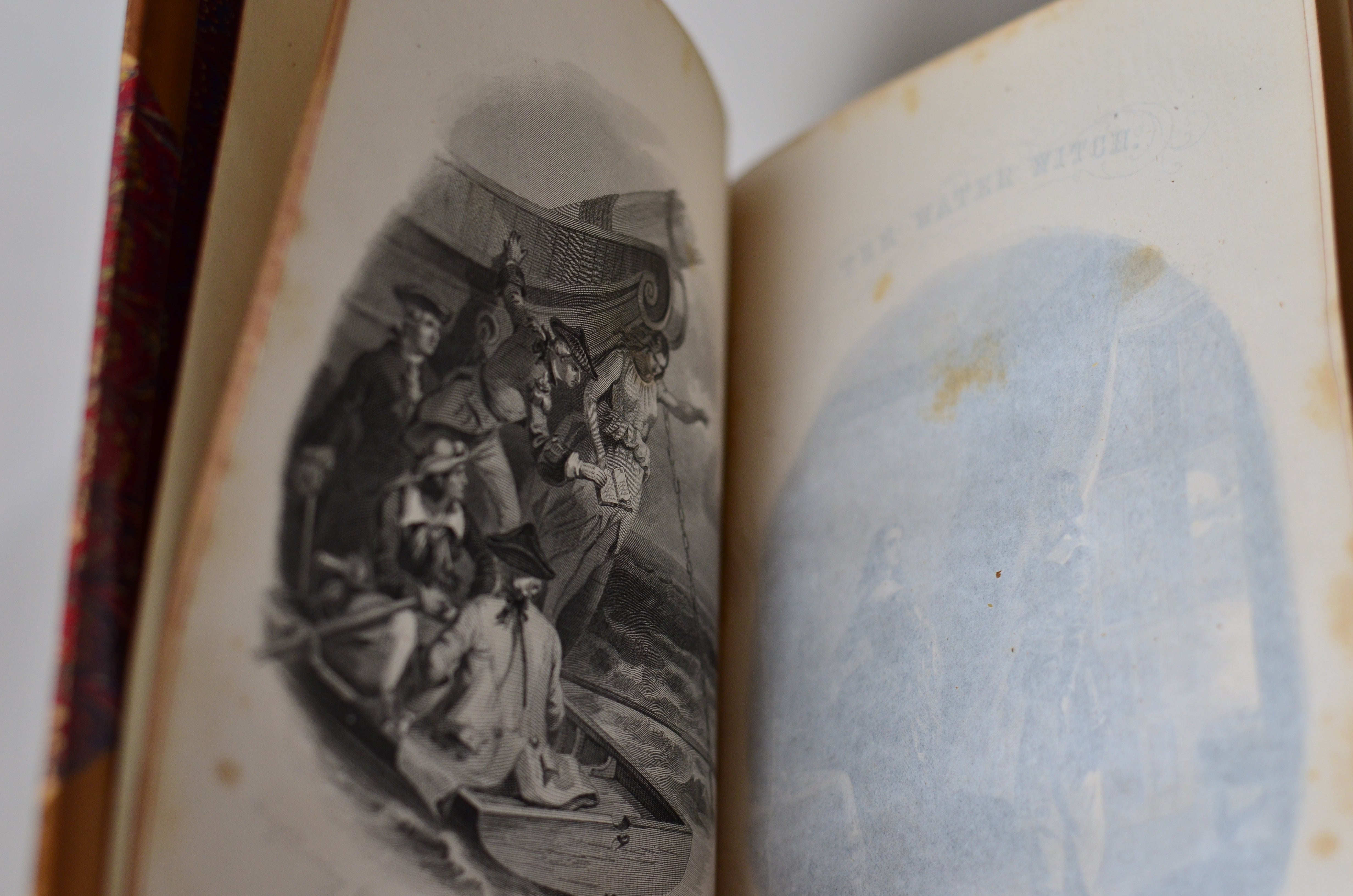Antique Leather Bound Book Decor - Brown, Tan, James Fenimore Cooper 1872