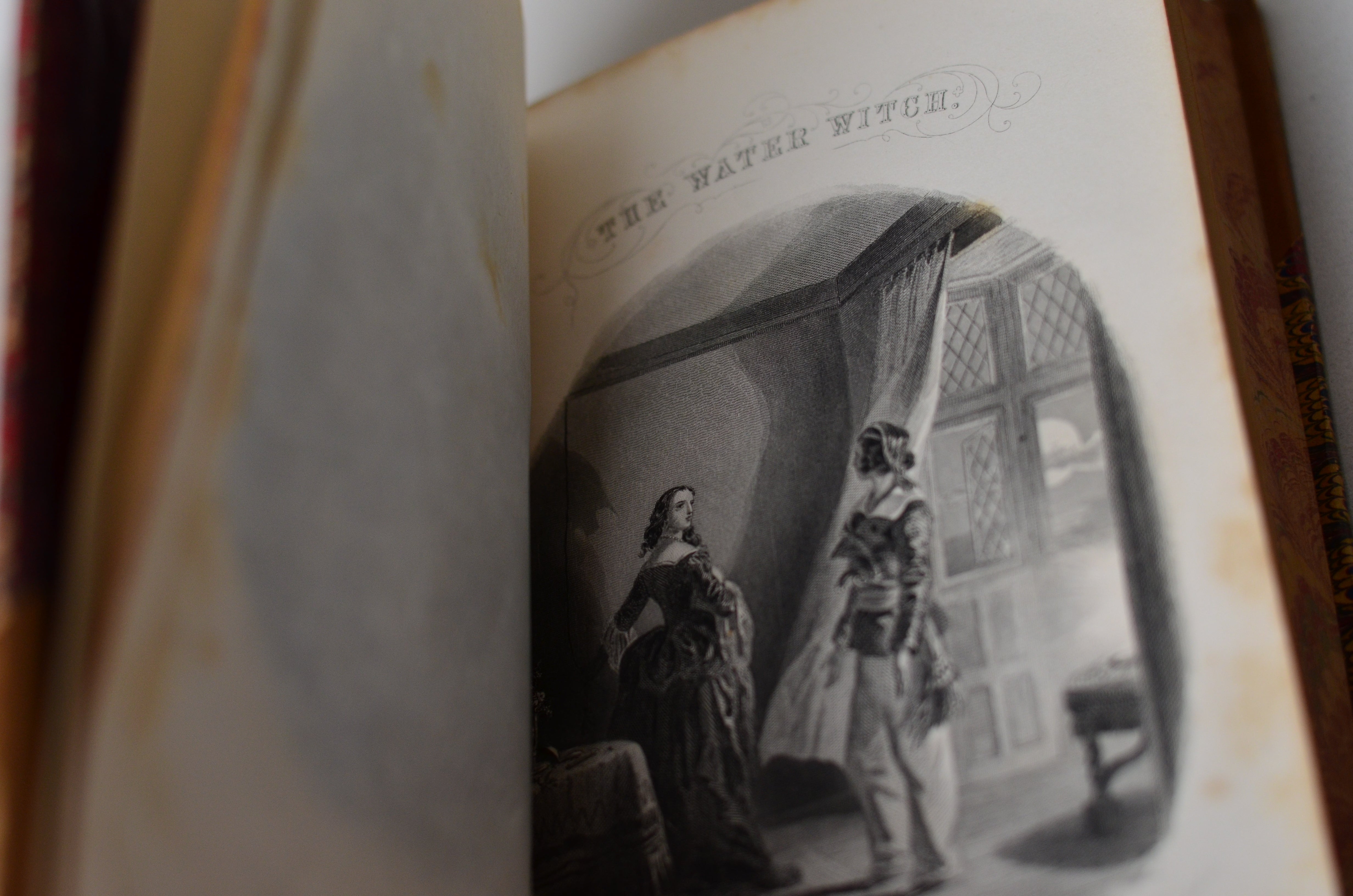 Antique Leather Bound Book Decor - Brown, Tan, James Fenimore Cooper 1872