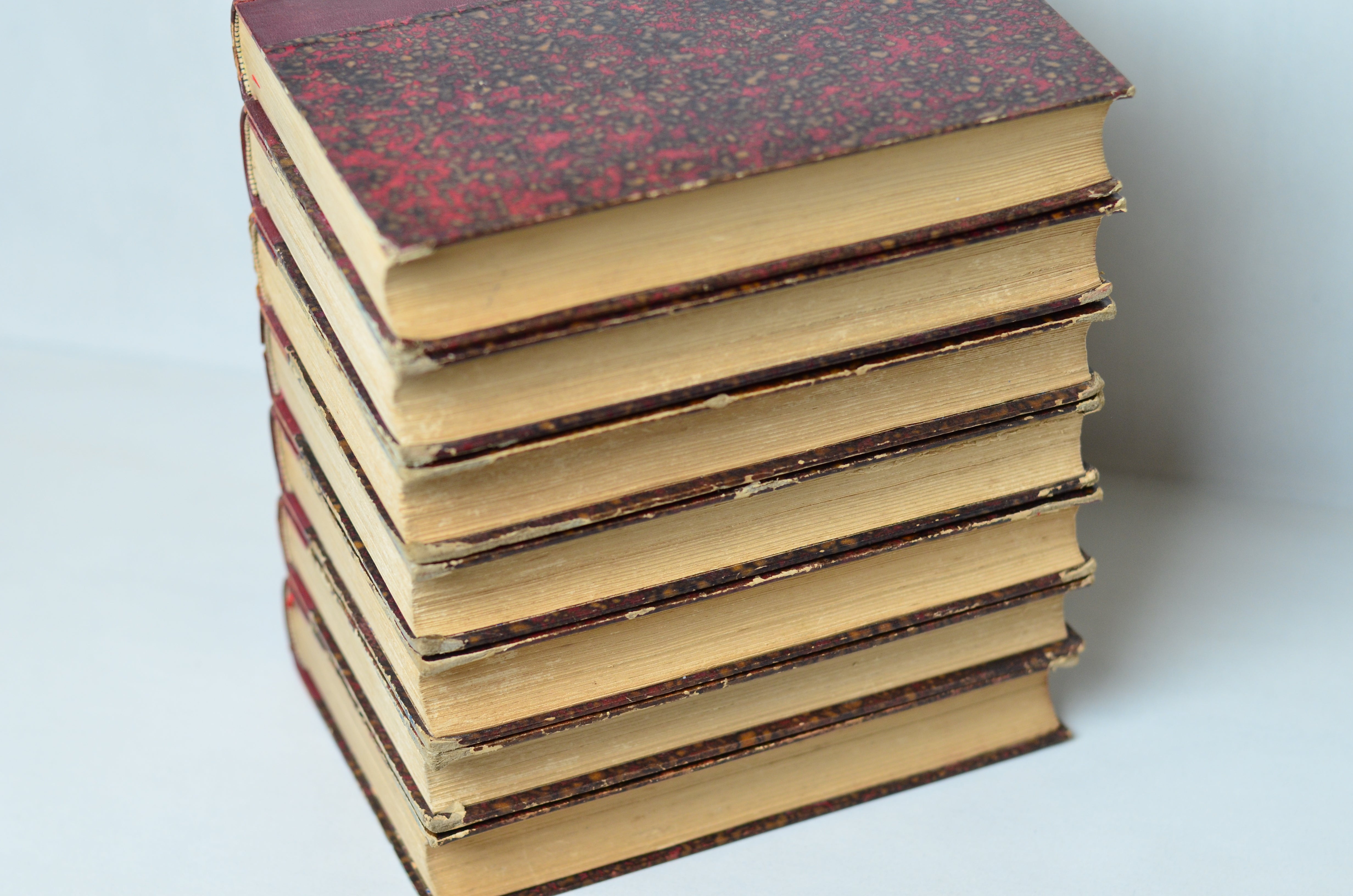 Red Antique Leather Book Set – 7 Books, Honore de Balzac