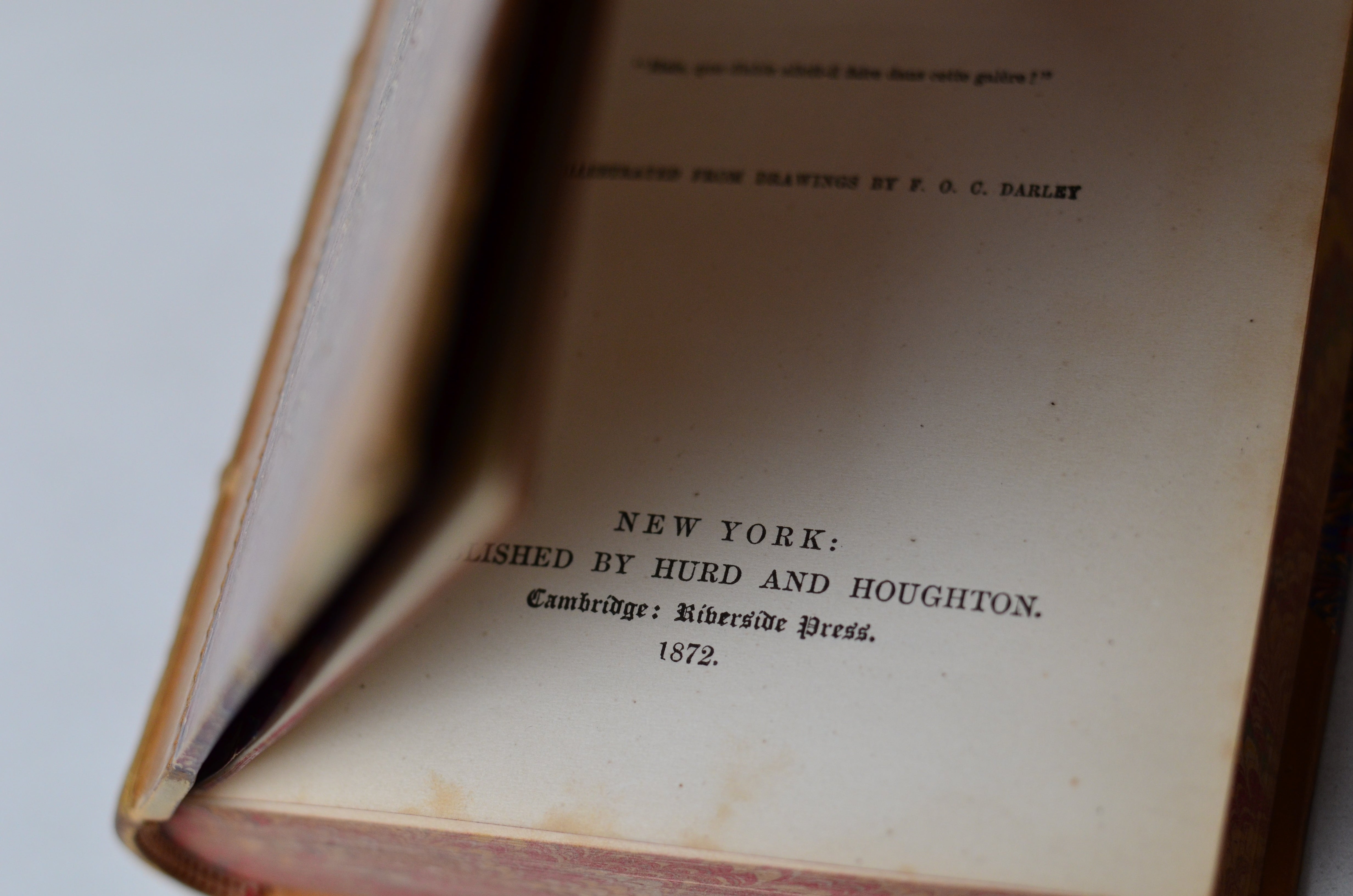 Antique Leather Bound Book Decor - Brown, Tan, James Fenimore Cooper 1872