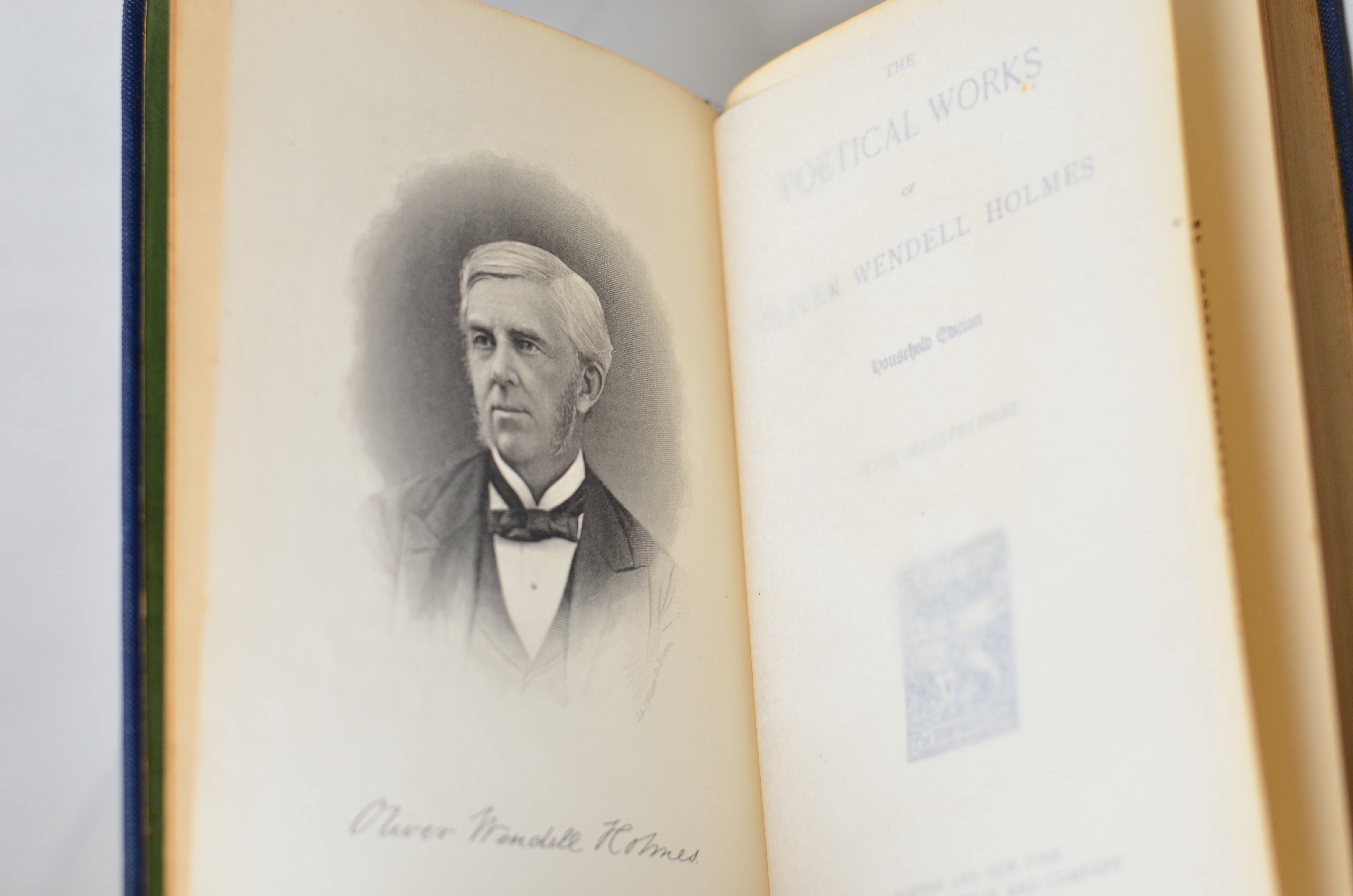 Blue Antique Cloth Book Set – 5 Books, Oliver Wendell Holmes
