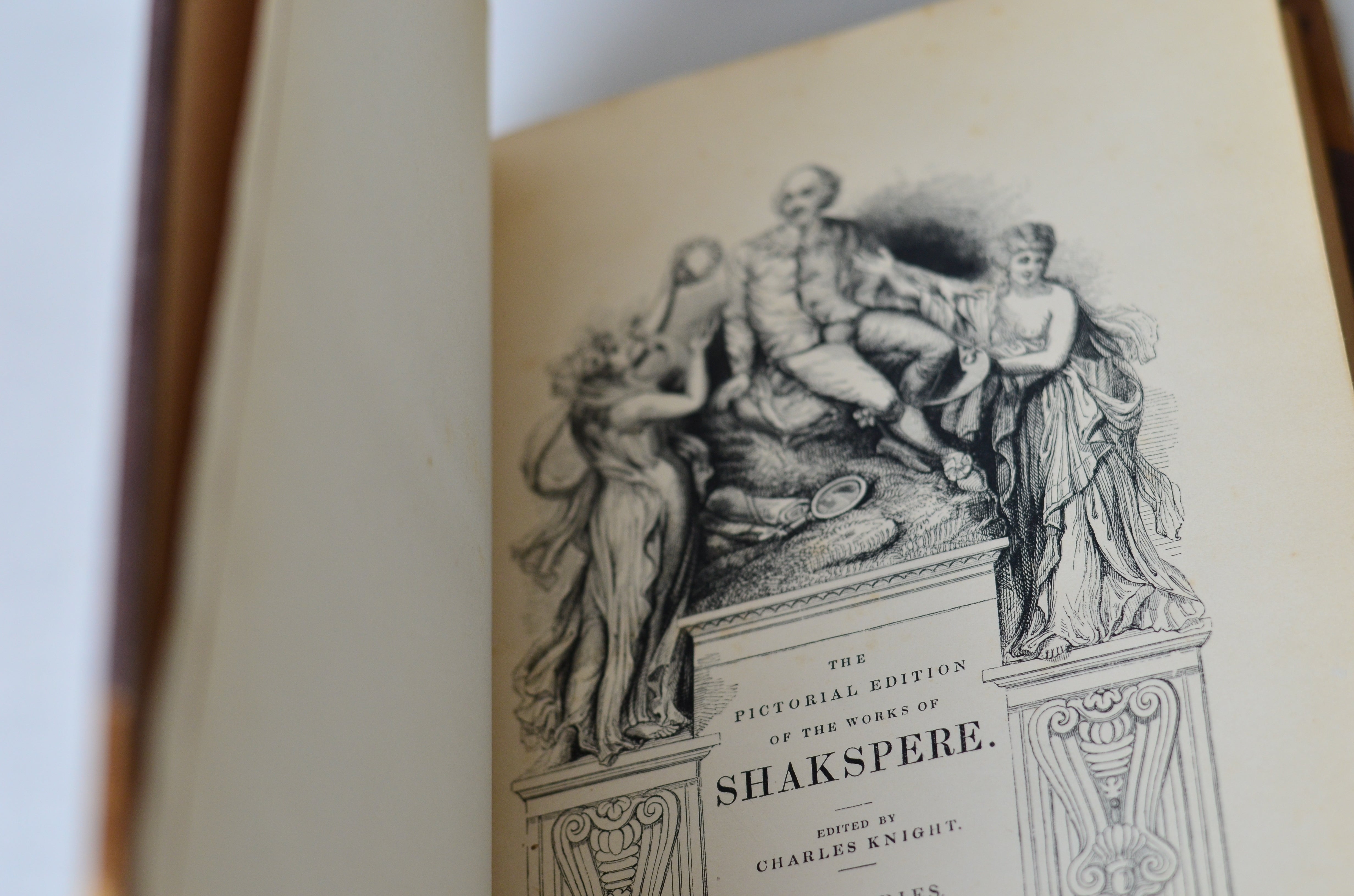 Antique Leather Bound Pictorial Works of William Shakespeare - Charles Knight c. 1843