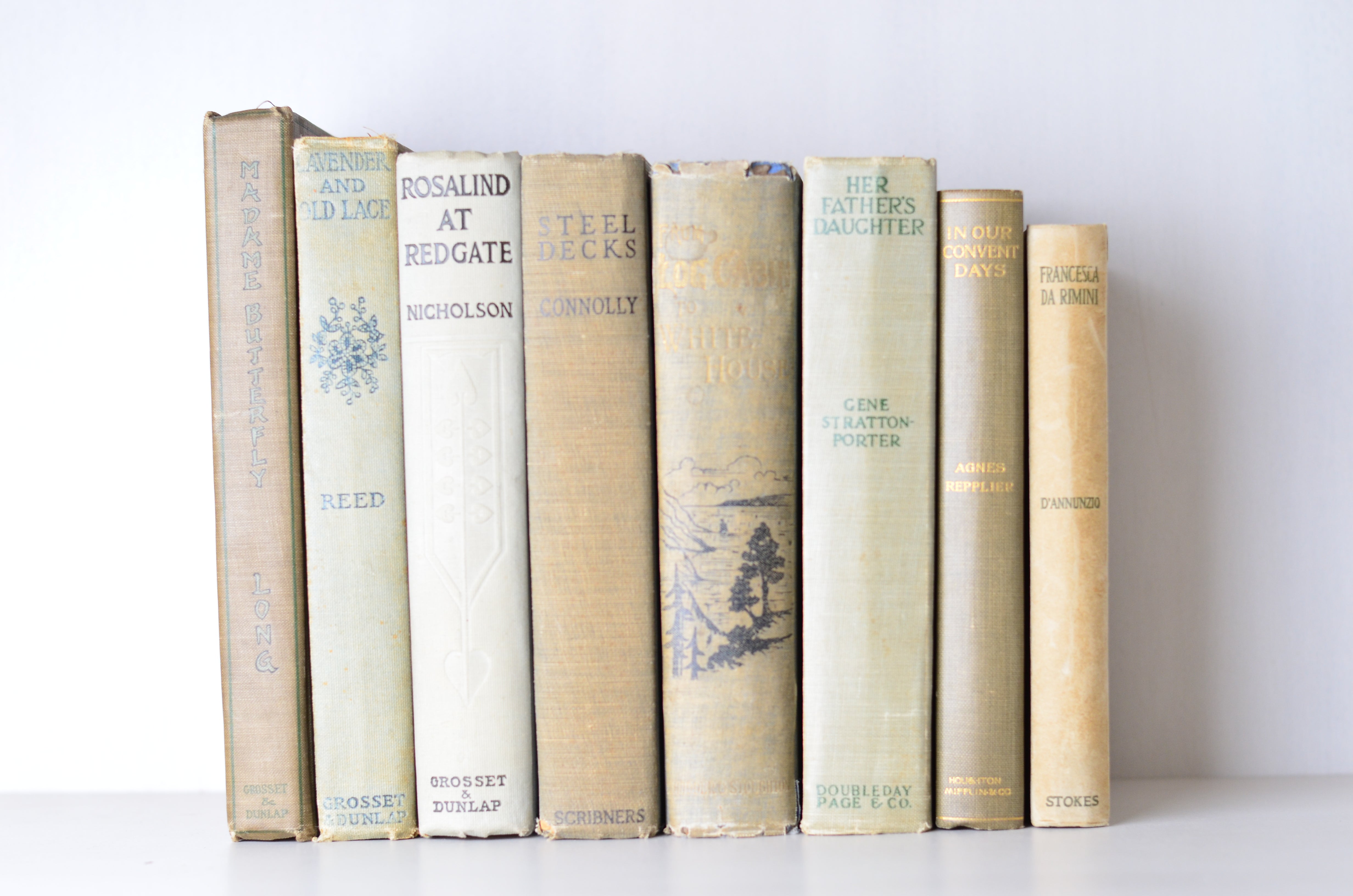 Green Antique Cloth Book Set – 8 books, Sea Green