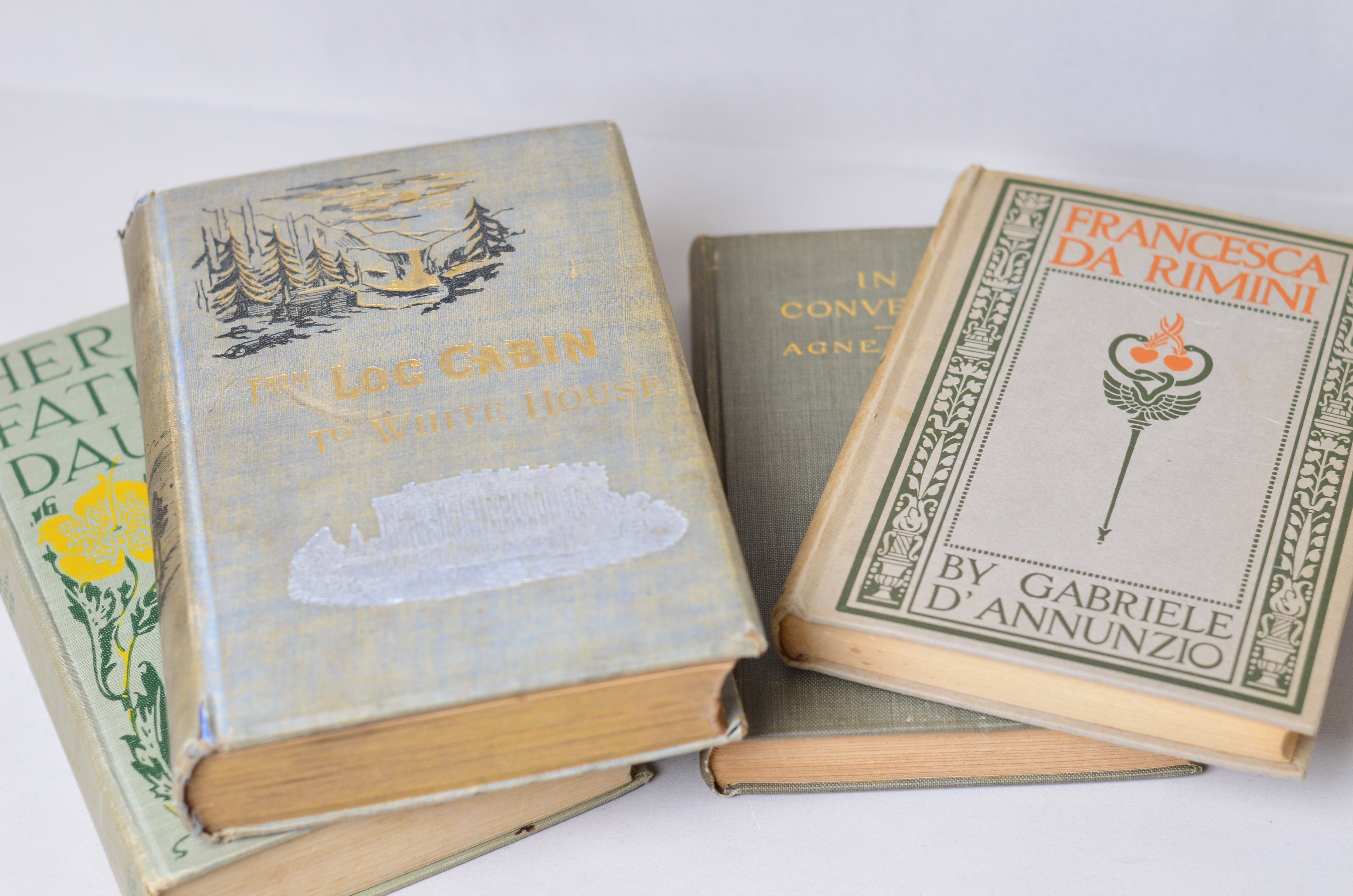 Green Antique Cloth Book Set – 8 books, Sea Green