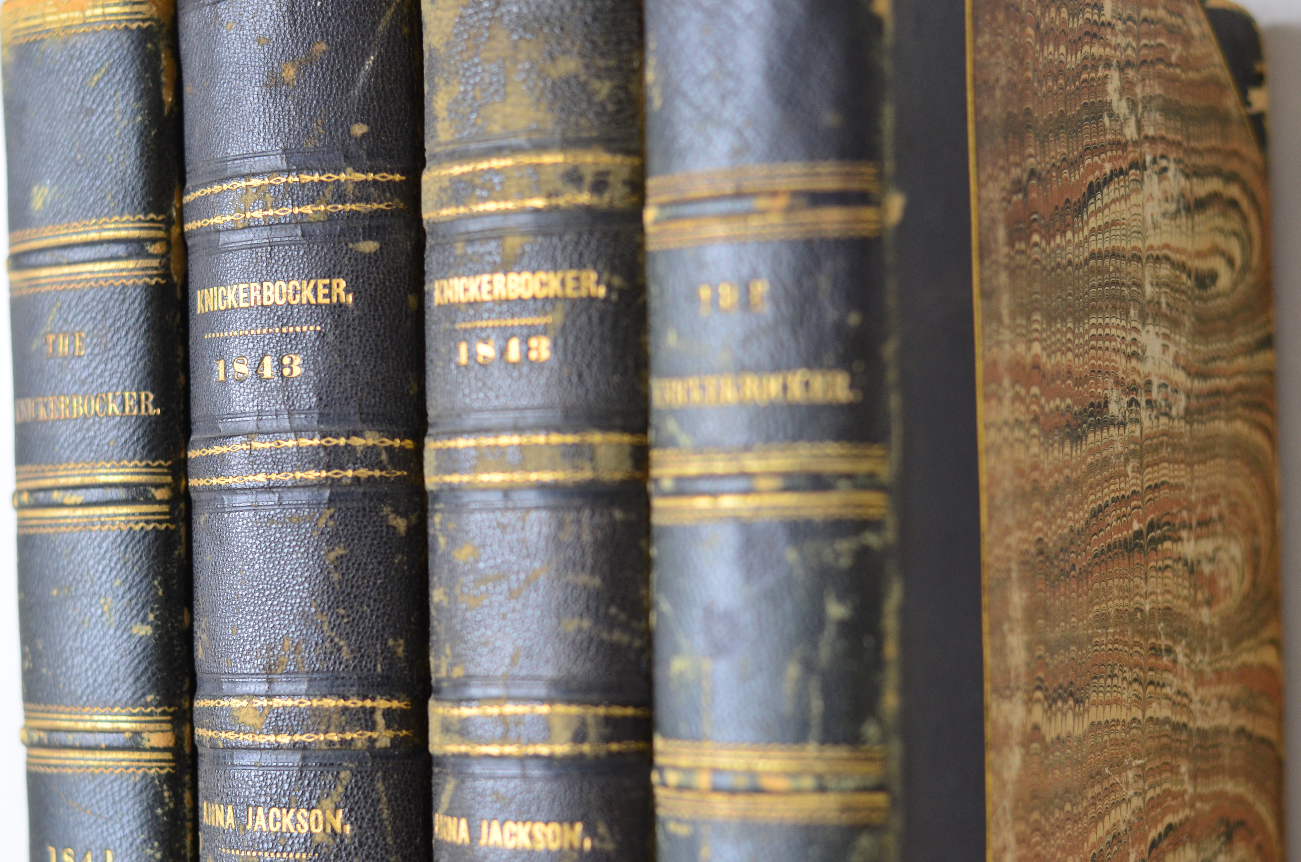 Black Antique Leather Book Set – 4 Books, Knickerbocker Magazine