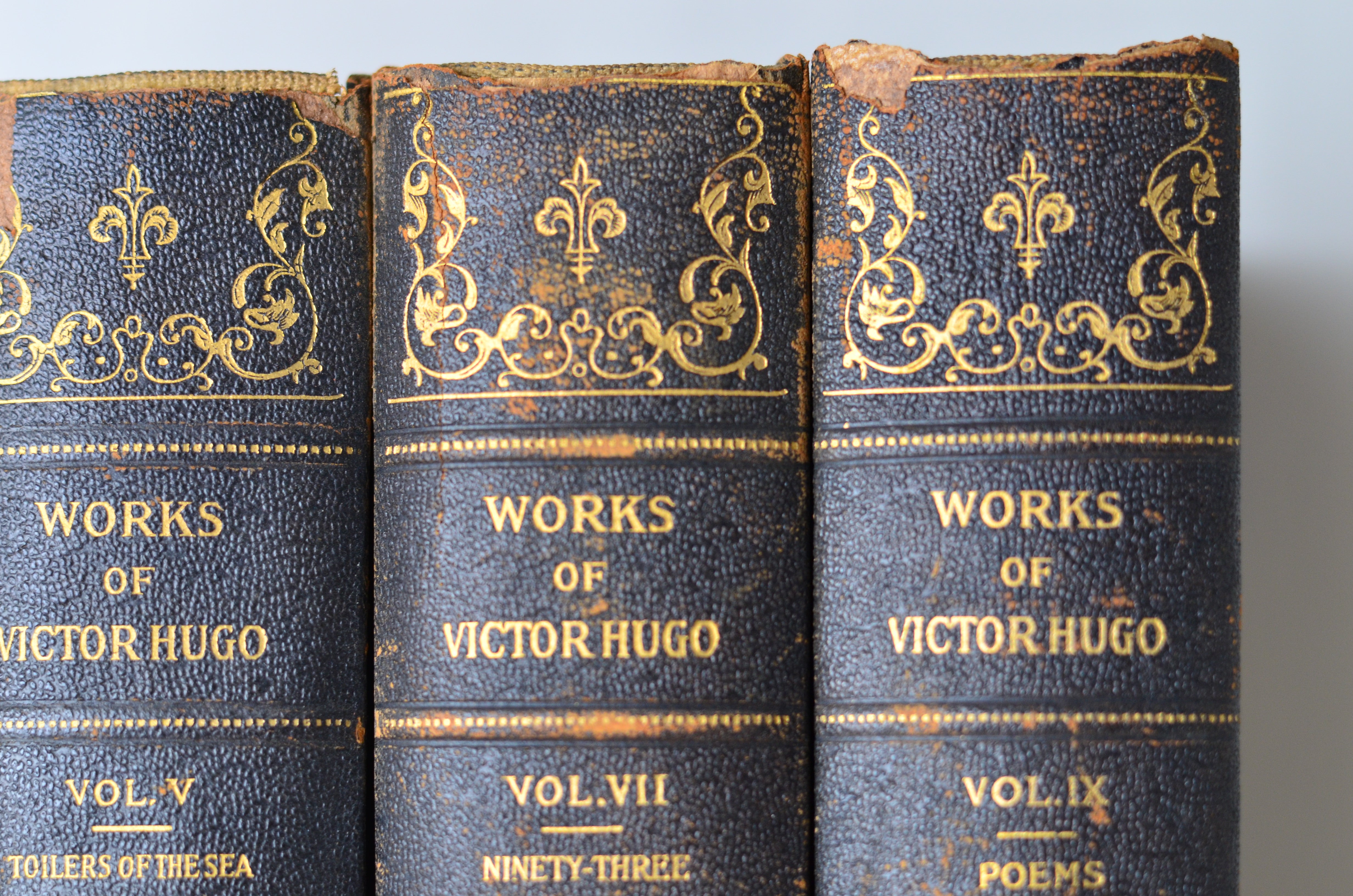 Black Antique Leather Book Set – 4 Books, Victor Hugo